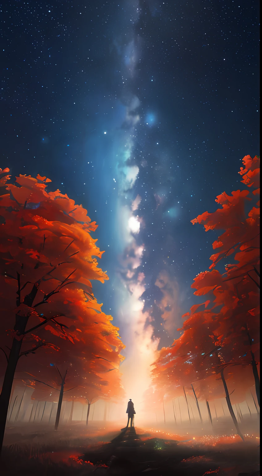 Digital illustration,Detailed and intricate starry sky effect。In the style of Yoshitaka Amano and Hayao Miyazaki。Masterpiece level,Proportionally accurate,detailed meticulous,It is widely spread in the art world。Beautiful lighting,Extremely realistic。Highest quality 4K digital painting,Multiple awards。4K digital illustration in the style of Yoshitaka Amano。Cleverly capture detailed descriptions of chaotic drama scenes in the zombie apocalypse。Beautiful lighting and cinematic composition make this piece a true masterpiece,It is widely spread in the art world。