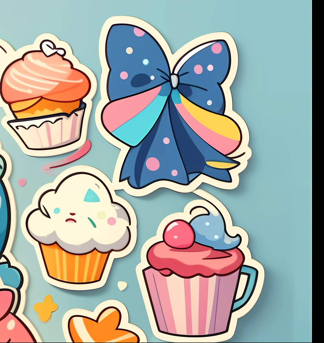 There are many different types and colors of stickers, stickers illustrations, stickers illustrations, decora inspired illustrations, telegraph stickers design, puffy sticker, cute detailed artwork, aesthetic cute with flutter, Stickers, fantasy sticker illustration, hand painted cartoon art style, sticker design, kawaii cutest sticker ever, candypunk character design, die - cut sticker, baking artwork, cutie mark