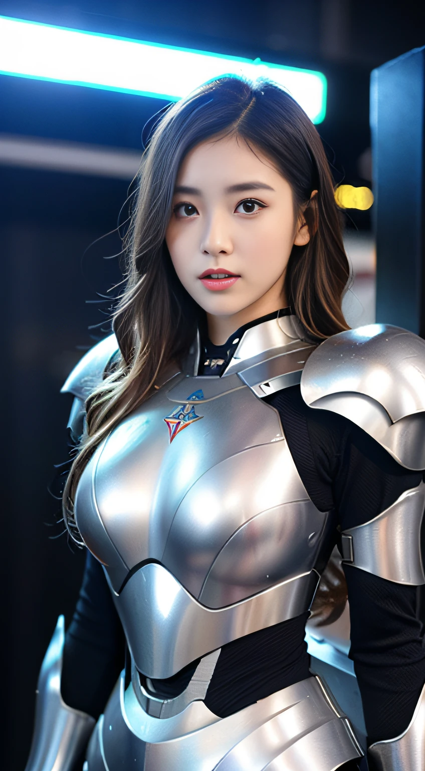 (Best Quality, 8k, 32k, Masterpiece, UHD: 1.3), (Pictures of Japan Attractive Women), (Cyberpunk: 1.4), (Realism: 1.4), (Best Quality: 1.0), (Super-Resolution: 1.0), 8K, RAW Photos, (Masterpiece: 0.2), Ultra Detail, One Girl, ((Big: 1.4)), (Long Wavy Hair), Abs, Perfect Body, Ultra Detailed Face, Detailed Lips, fine eyes, double eyelids, pajamas, ((excited: 1.5)), ((areola slip)), (((in estrus)), (()) sexy girl, big, beautiful asian girl, gorgeous chinese model, phenomenal beauty, mecha cyber armor girl, white mecha, female mecha, mechanized valkyrie girl, beautiful white girl cyborg, armor girl, sci-fi woman wearing sci-fi military armor, white futuristic armor, gorgeous female paladin, mechanized soldier girl, 50mm lens, f1.,