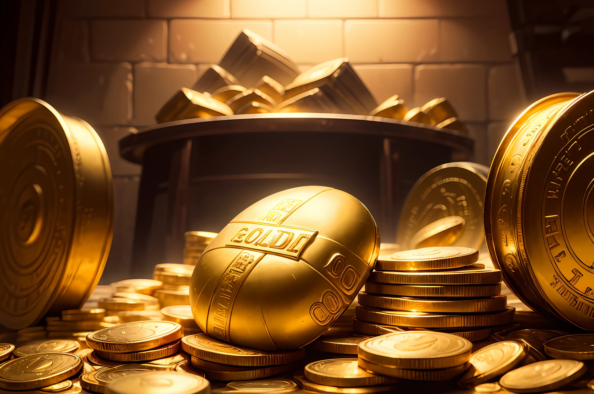 In the large room of the bank vault,There were gold coins all over the room, Gold bricks and gold mines,Countless gold coins,Countless mountains of gold,It's all treasure,Resplendent,Too much overflow,Gold coins fill the entire screen,100,000 tons of gold coins,The richest man in the world --auto