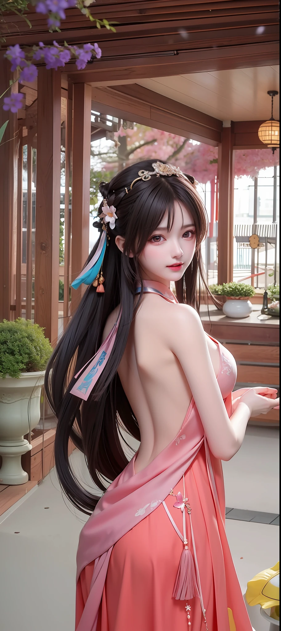 (8k, RAW photo:1.2), best quality, ultra high res,dramatic angle,(fluttered detailed color splashs), (illustration),(((1 girl))),(long hair),(rain:0.9), (头饰:1.4),少女身边有一座古宫,汉服,(重点),彩色水墨画,(泼彩),泼彩,(((colorful))),(素描:0.8) , Masterpiece, best quality, beautiful painted, highly detailed,(denoising:0.6),[splash ink],((ink refraction)), (beautiful detailed sky),moon,highly,detaild,(masterpiece, best quality, extremely detailed） CG unity 8k壁纸，杰作，最好的质量，超详细），（石蒜），