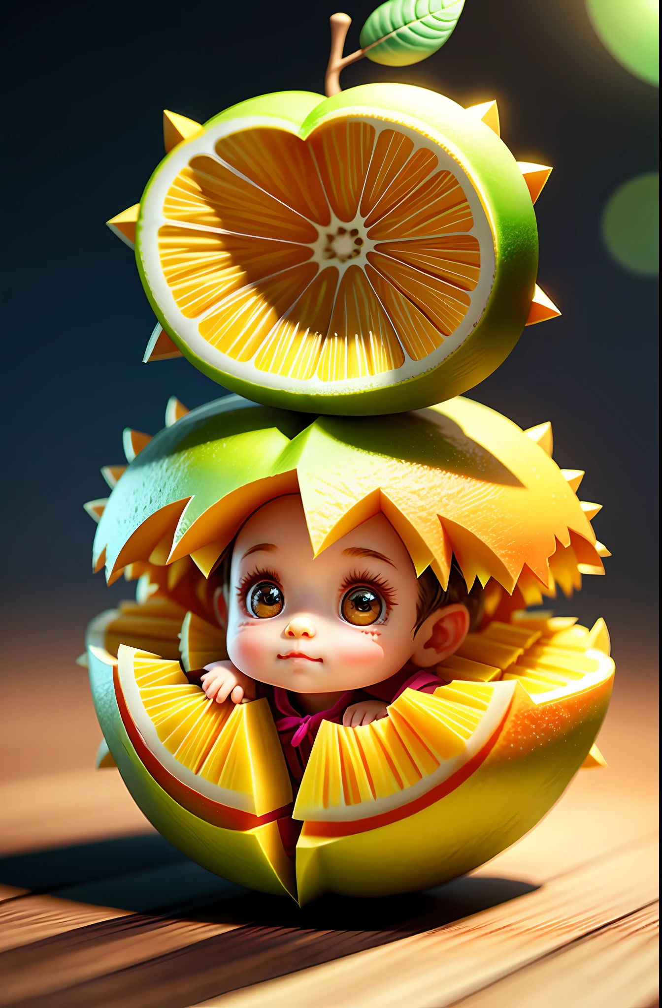 cute Mango baby, octane render, unreal engine, highly detailed, intricate