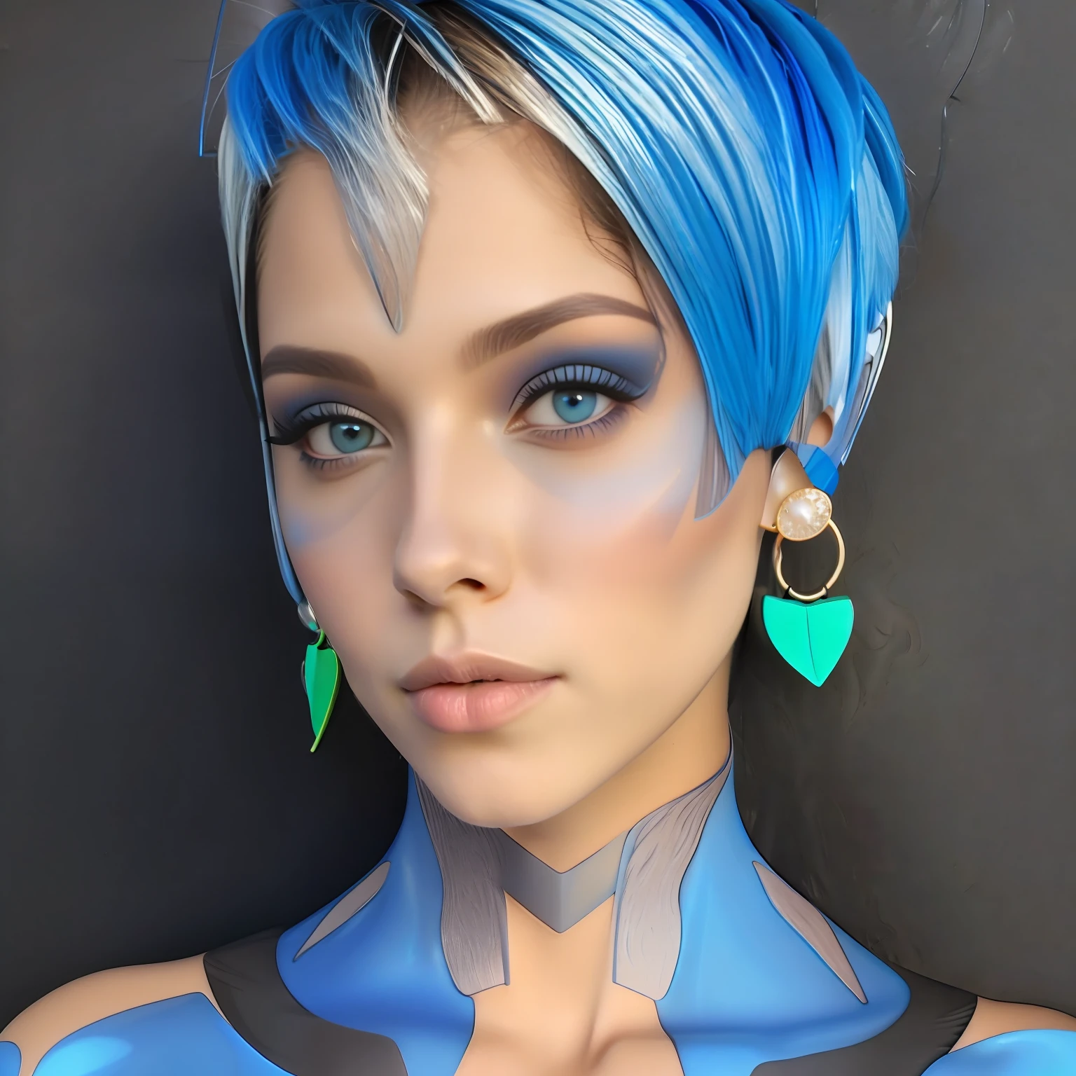 neon blue leaf earrings