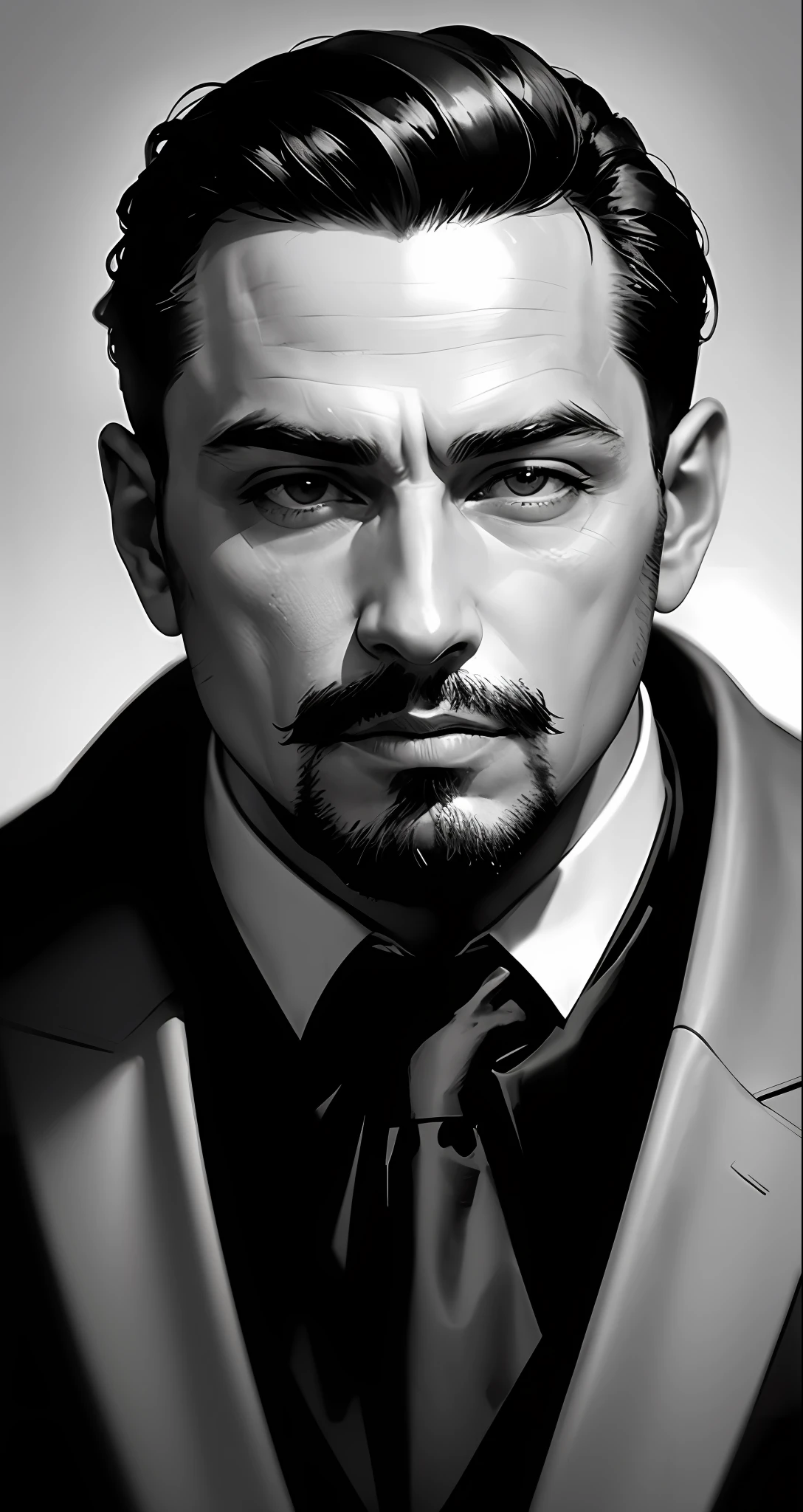 masterpiece, best quality, 1boy , manly , facial hair , close-up , mafia movie poster, bauhaus, shapes, lines, abstract , illustration