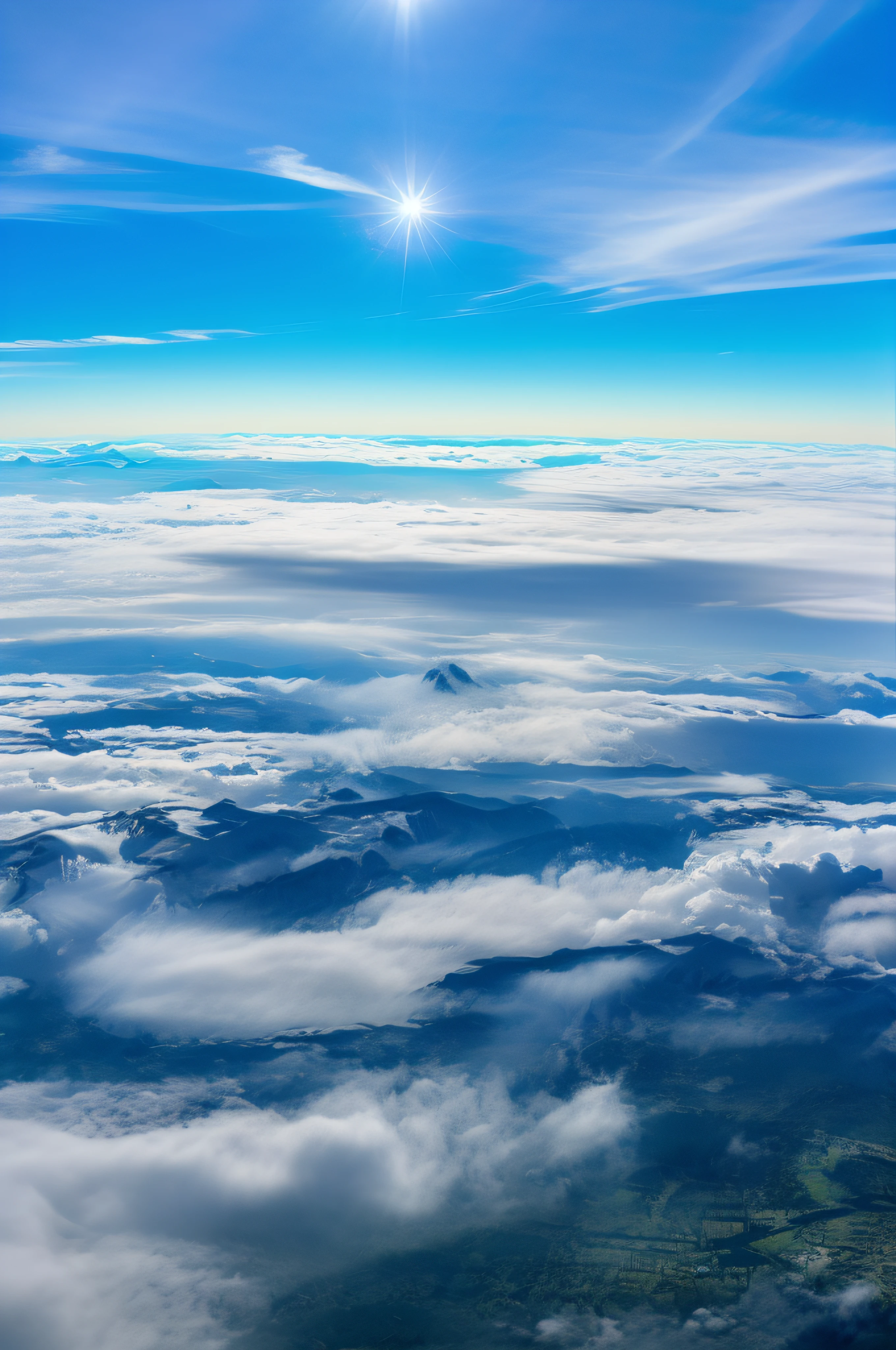 Alafed view of blue sky with clouds and airplane wings, flying above clouds, on clouds, Fly through the clouds, Above low layered clouds, Looking above the clouds, " Aerial view of the mountains, View from an airplane, Rise above the clouds, Shot from an airplane, View from the air, Seen from above from the plane