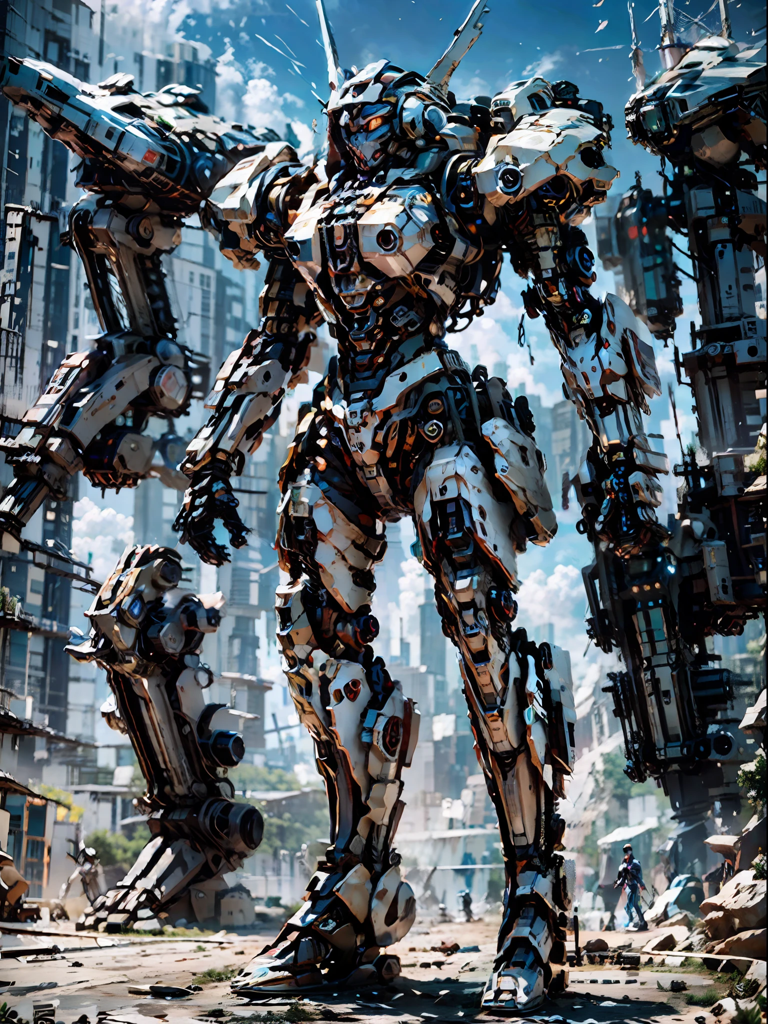 Mech Warrior full body, complex 3d render ultra detailed of a beautiful porcelain profile of a Mech Warrior Vetern, beautiful studio soft light, rim light, vibrant details, luxurious, hyper realistic, anatomical, , zoomed out, , elegant, beautiful background, octane render, H.R. Giger style