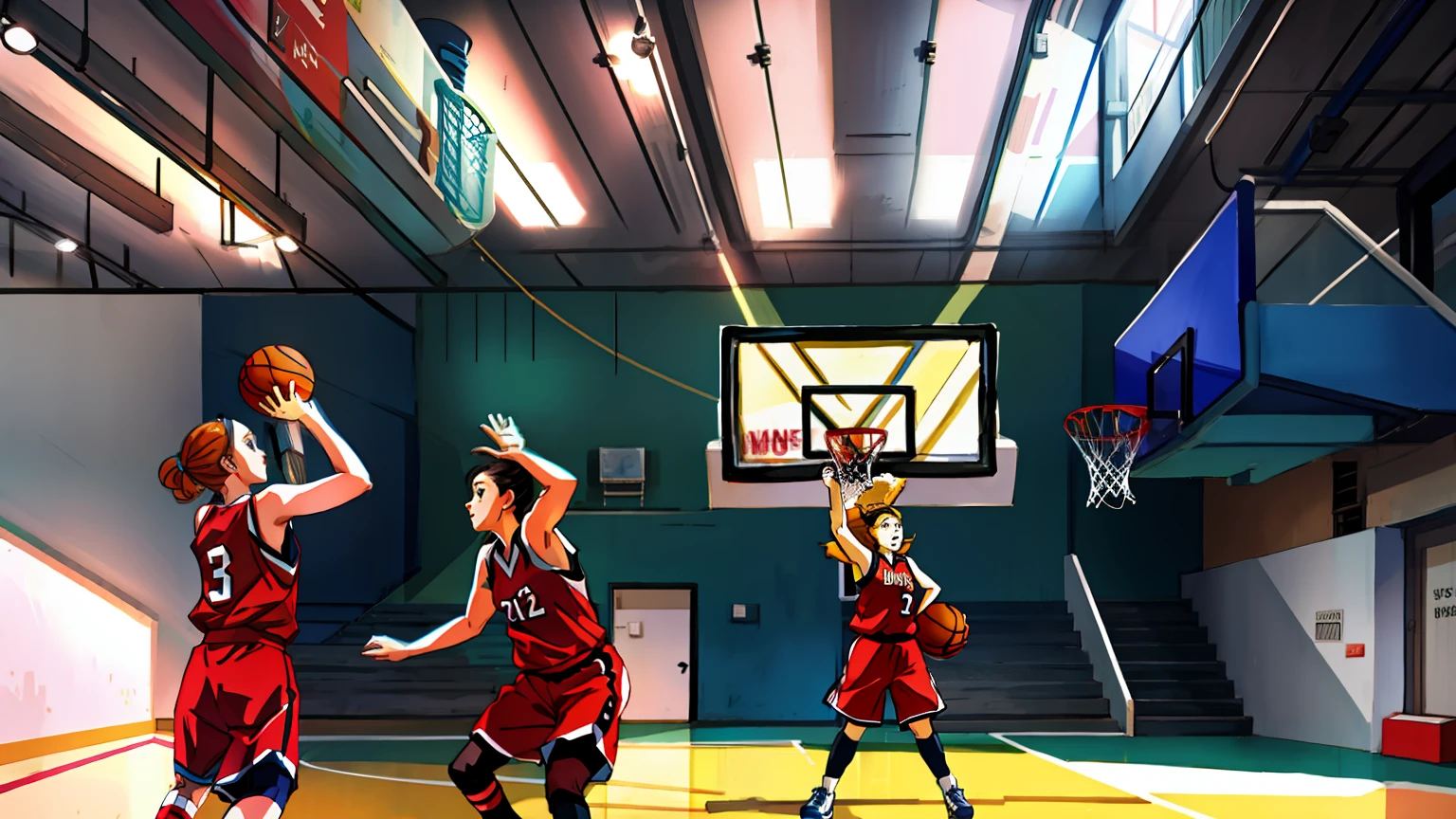 Shooting,Two women,basketball playground,Basket