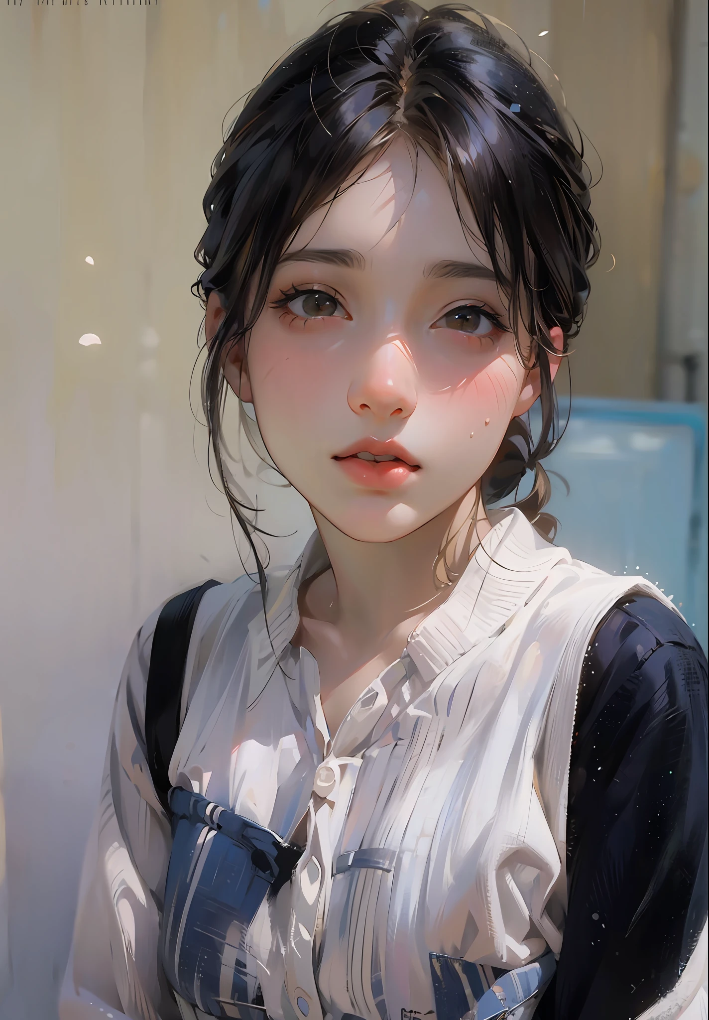 (best qualtiy,tmasterpiece,Hyper-realistic),1 beautiful and delicate portrait of a girl,Playful and cute,Background Petals drifting,starlights