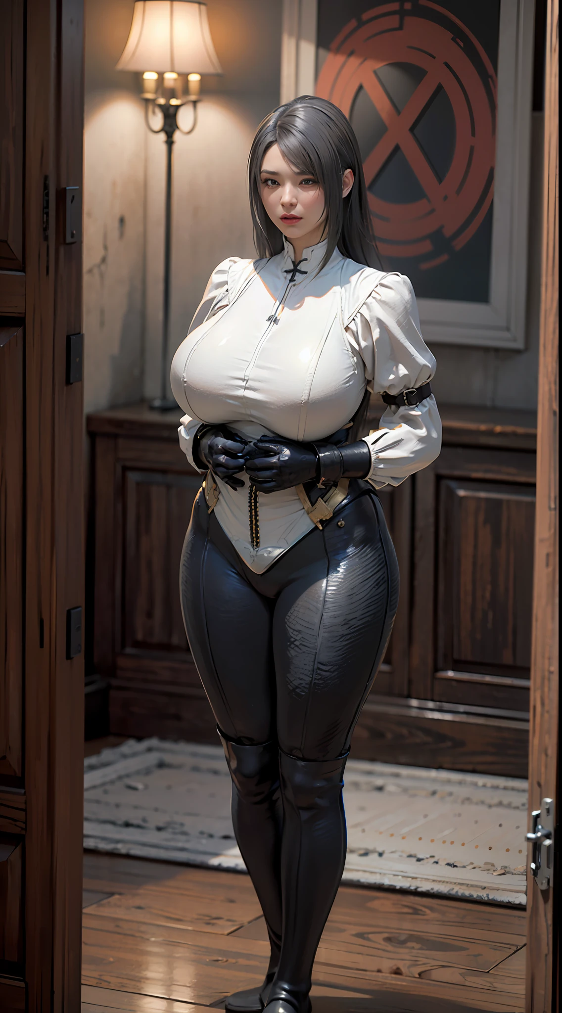 ((Unreal Engine 5)), Realistic Rendering, Excellent, (Full bodysuit:1.2), (breastplate), (helm), looking on camera, 1girl standing on studio, beautiful face, (kpop makeup), CGImix, (photorealism:1.2), ultrarealistic uhd face, (hugefaketits:1.4), (gigantic breasts:1.1), (muscle abs), (big butt), (wide hips), (thick thighs), slim waist, hourglass figure, half body, ((glowing skin)), ((shiny skin)), Realistic perfect body, ((she is sexy body)), ((clean skin)), photorealistic, bokeh, motion blur, masterpiece, highres, 1080P, super detail, textured skin.