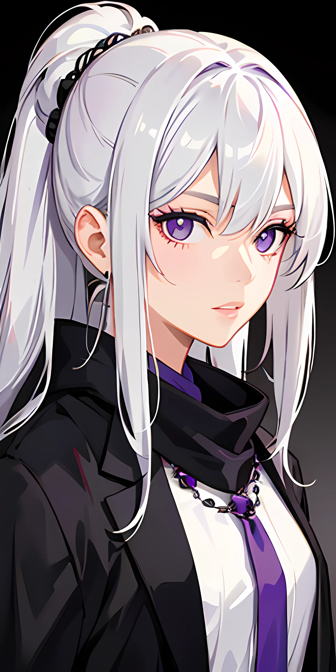 a female on the street tokyo, 1girl, white hair, purple eyes, portrait, realistic, modern,