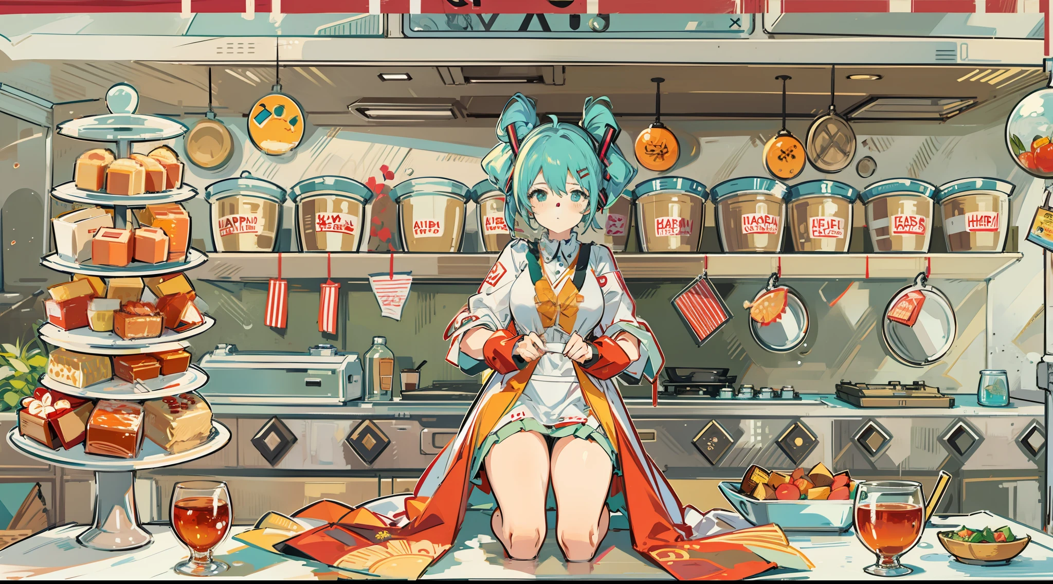 Big breasts Hatsune Miku,New Year's Kitchen Lady's Outfit
