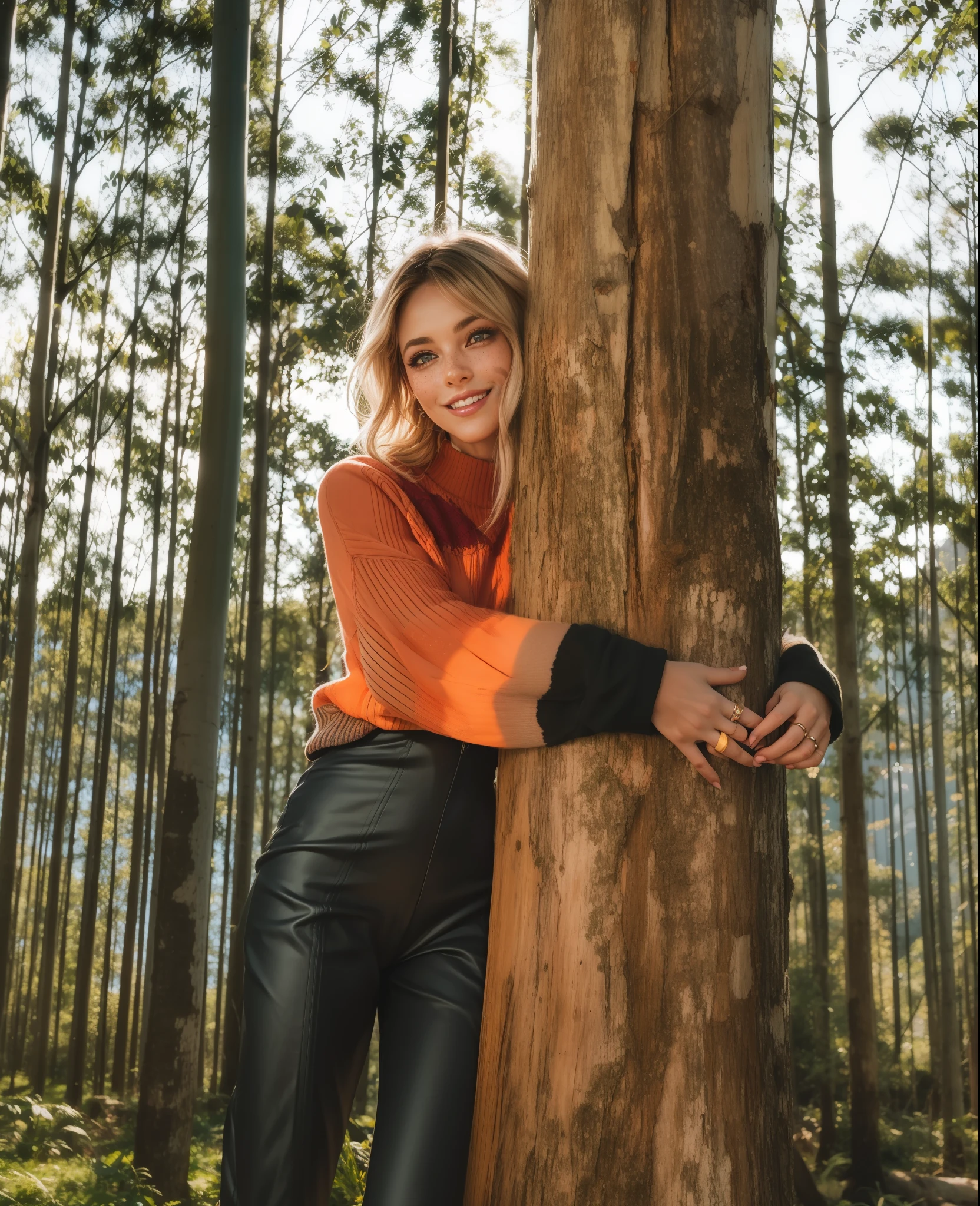 Rosto de uma mulher, americana, 30 anos, pale skin and freckles, olhos cinzas, nariz delicado, soft and delicate lips, cabelo blondie cinza, ultrarrealista HD fotorrealista altamente renderizado sorriso cativante