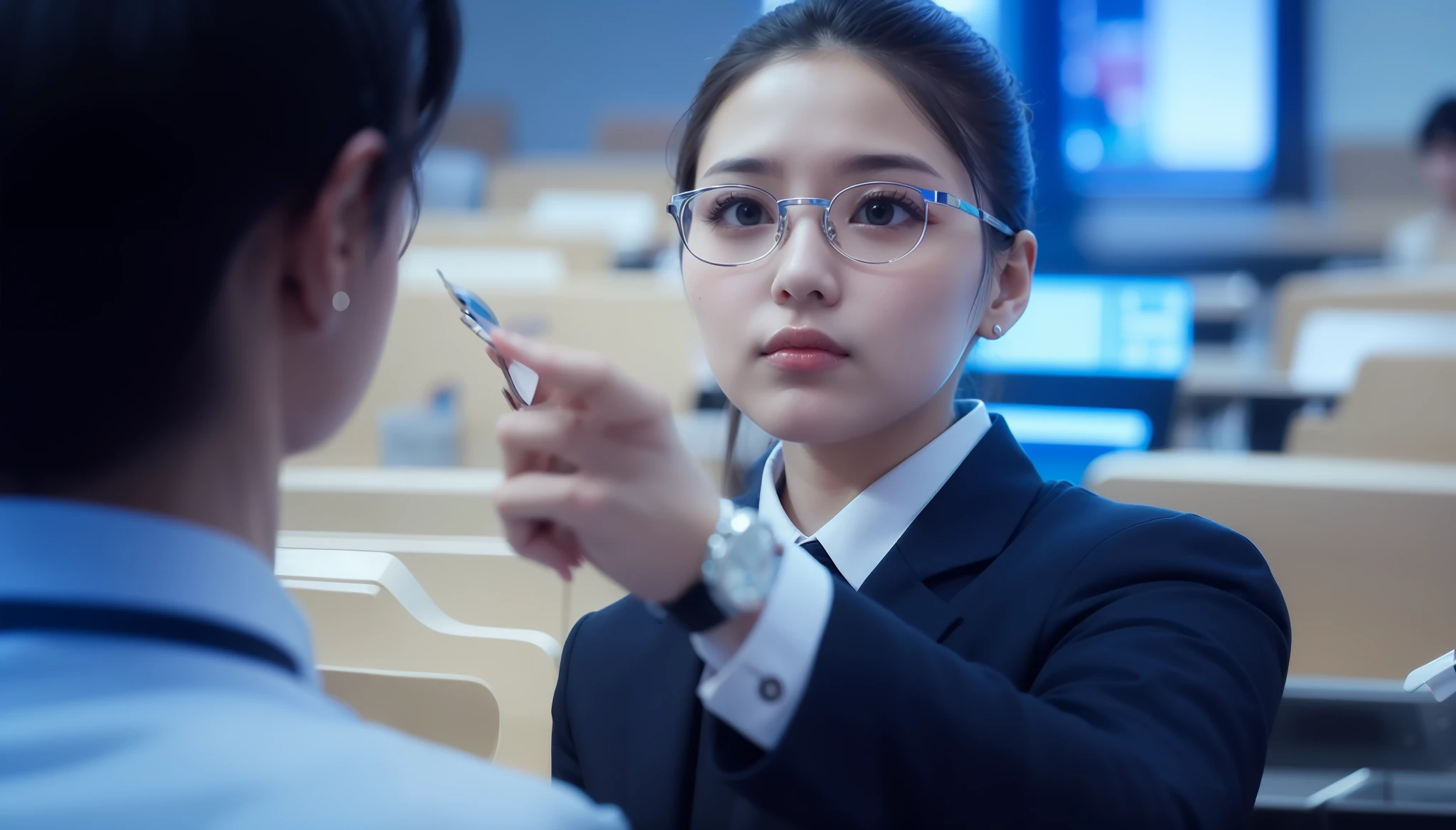 Beautuful Women　eye glasses　cute little　delicated face　Korea person