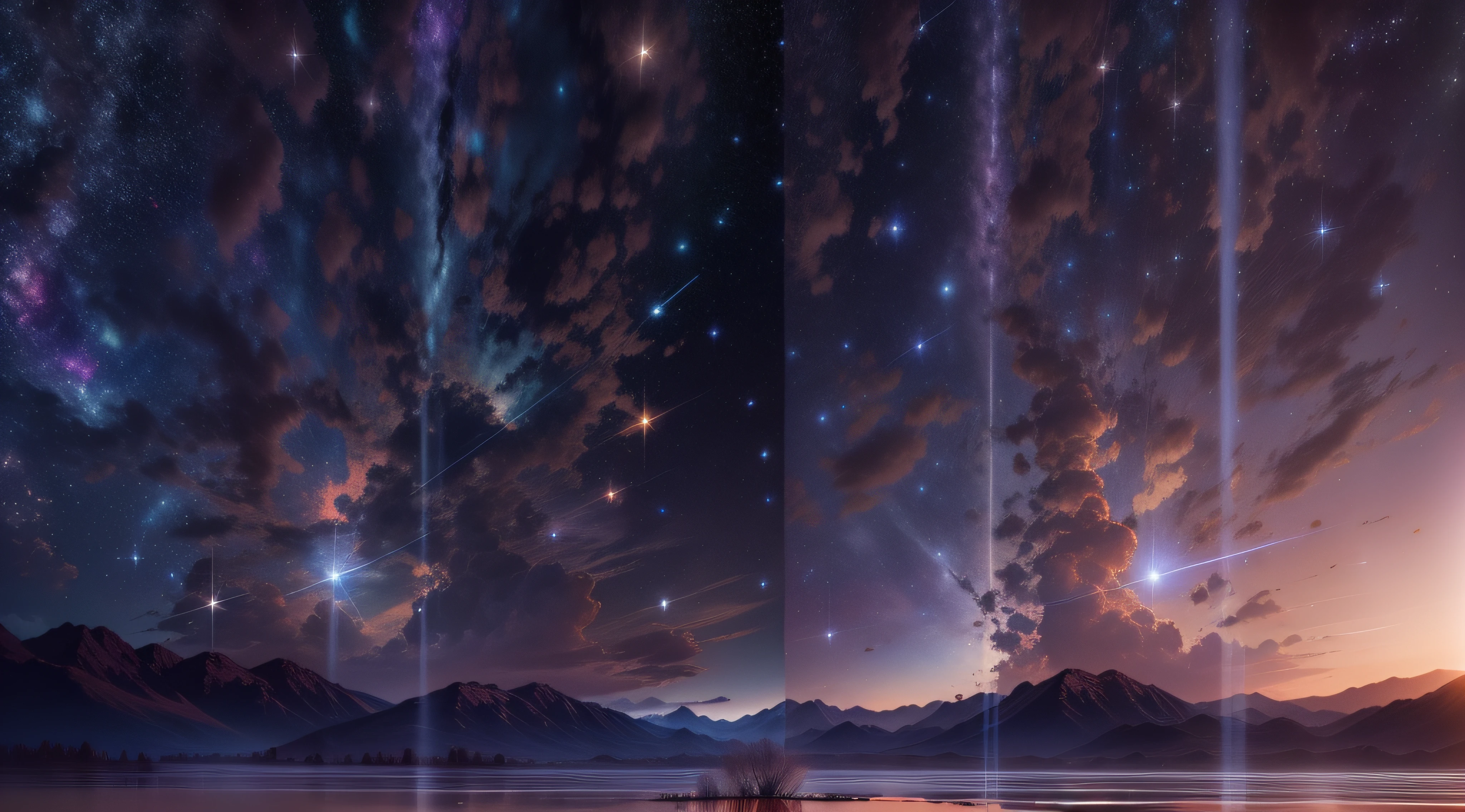 Images of a starry sky, transmitting tranquility and serenity. (ultra realistic, ultra 8k quality)