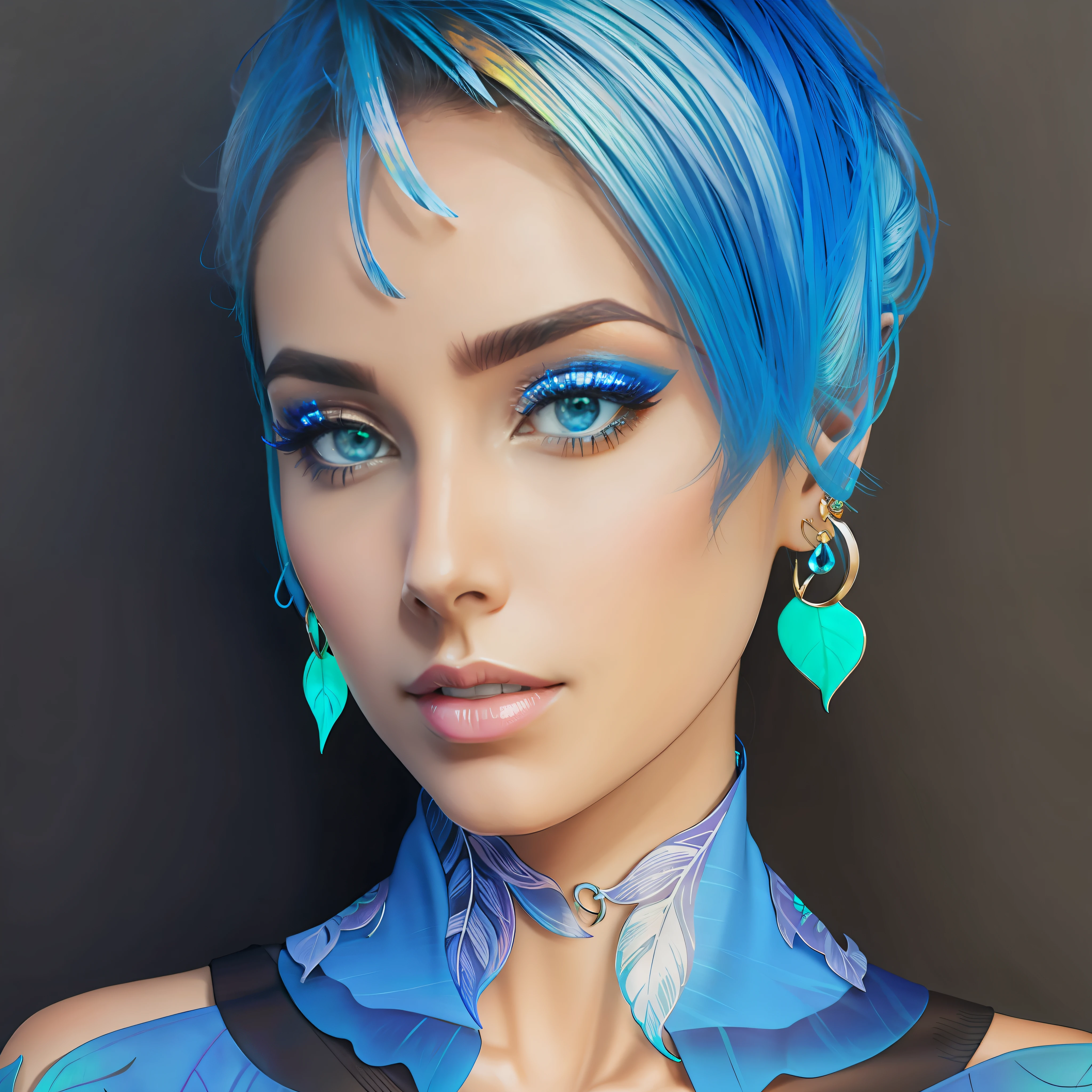 neon blue leaf earrings