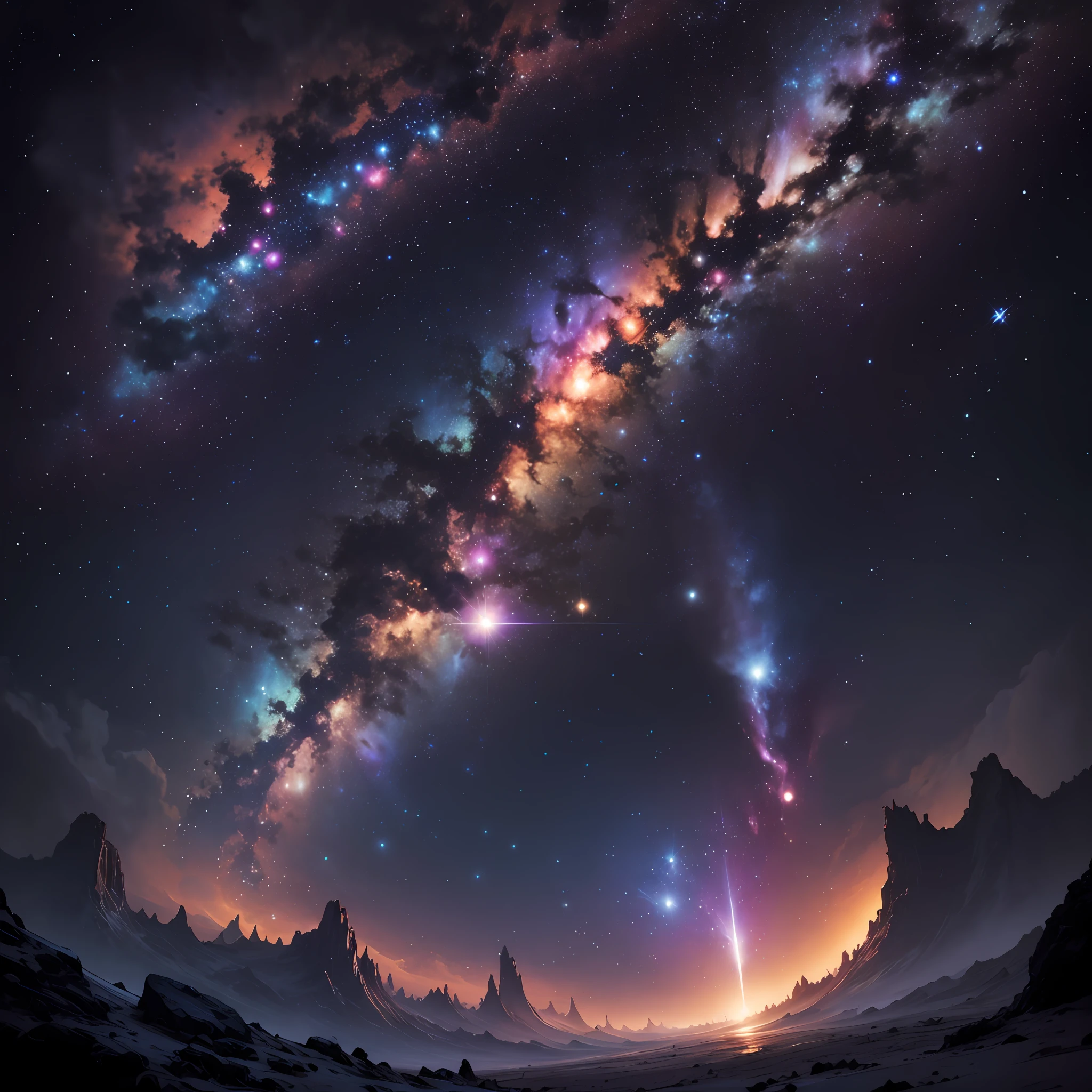 Starry Sky Dragon，Black holes in the distance are ravaging the Milky Way，Located in space，Deep starry sky，the boundless universe，mistic，fantasy --auto