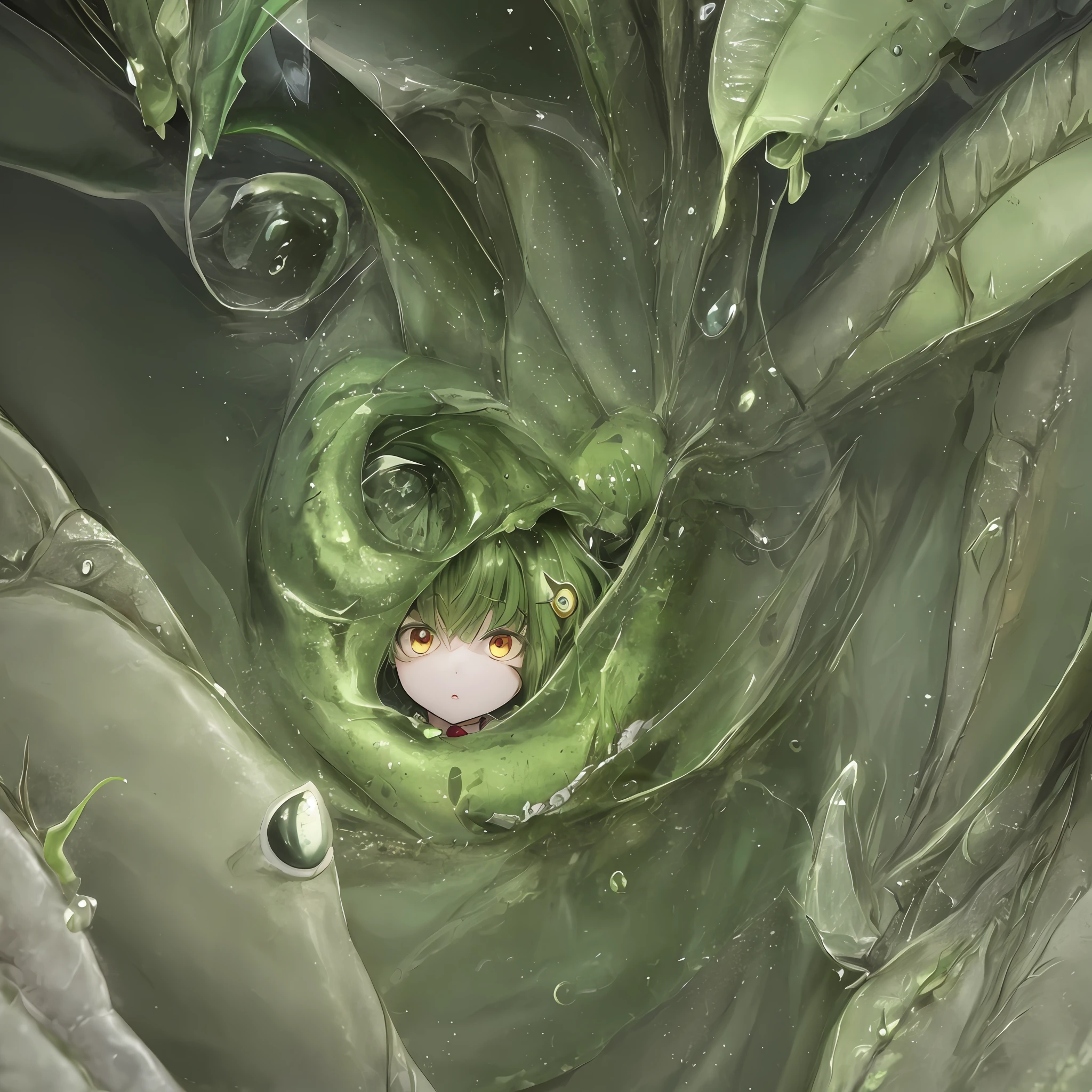 Green paramecium with large eyes
