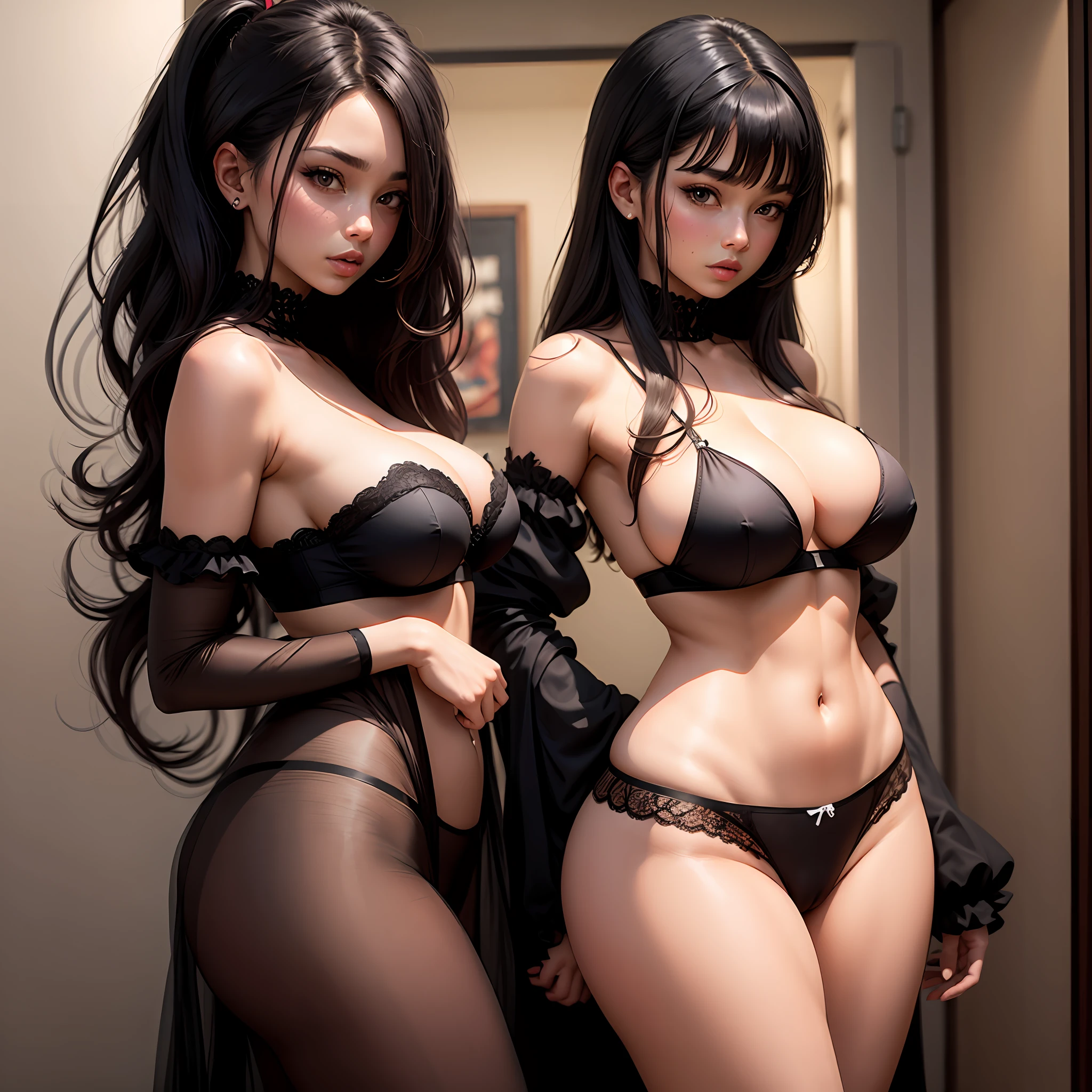 Black silk beauty big breasts panties --auto
