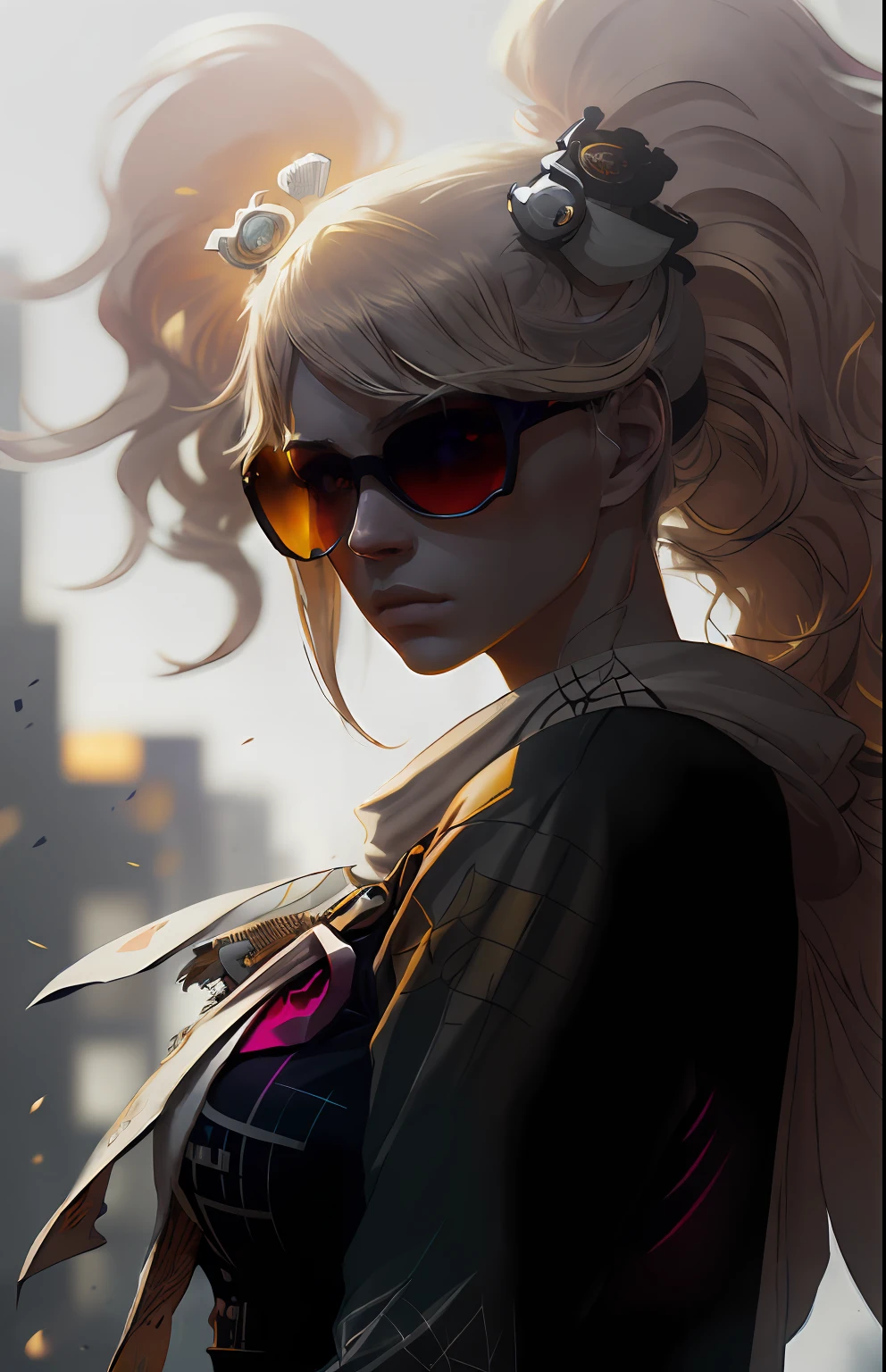 (dark shot:1.1), epic realistic, portrait of halo, sunglasses, blue eyes, tartan scarf, white hair by atey ghailan, by greg rutkowski, by greg tocchini, by james gilleard, by joe fenton, by kaethe butcher, gradient yellow, black, brown and magenta color scheme, grunge aesthetic!!! graffiti tag wall background, art by greg rutkowski and artgerm, soft cinematic light, adobe lightroom, photolab, hdr, intricate, highly detailed, (depth of field:1.4), faded, (neutral colors:1.2), (hdr:1.4), (muted colors:1.2), hyperdetailed, (artstation:1.4), cinematic, warm lights, dramatic light, (intricate details:1.1), complex background, (rutkowski:0.66), (teal and orange:0.4)