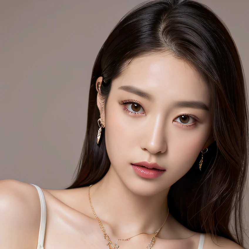 Beautiful woman wearing a necklace on the full moon、((top-quality、8K、masterpiece:1.3))、Crisp focus:1.2、Beautiful Women in Perfect Style:1.4、A slender、doress、Korea person、bob、