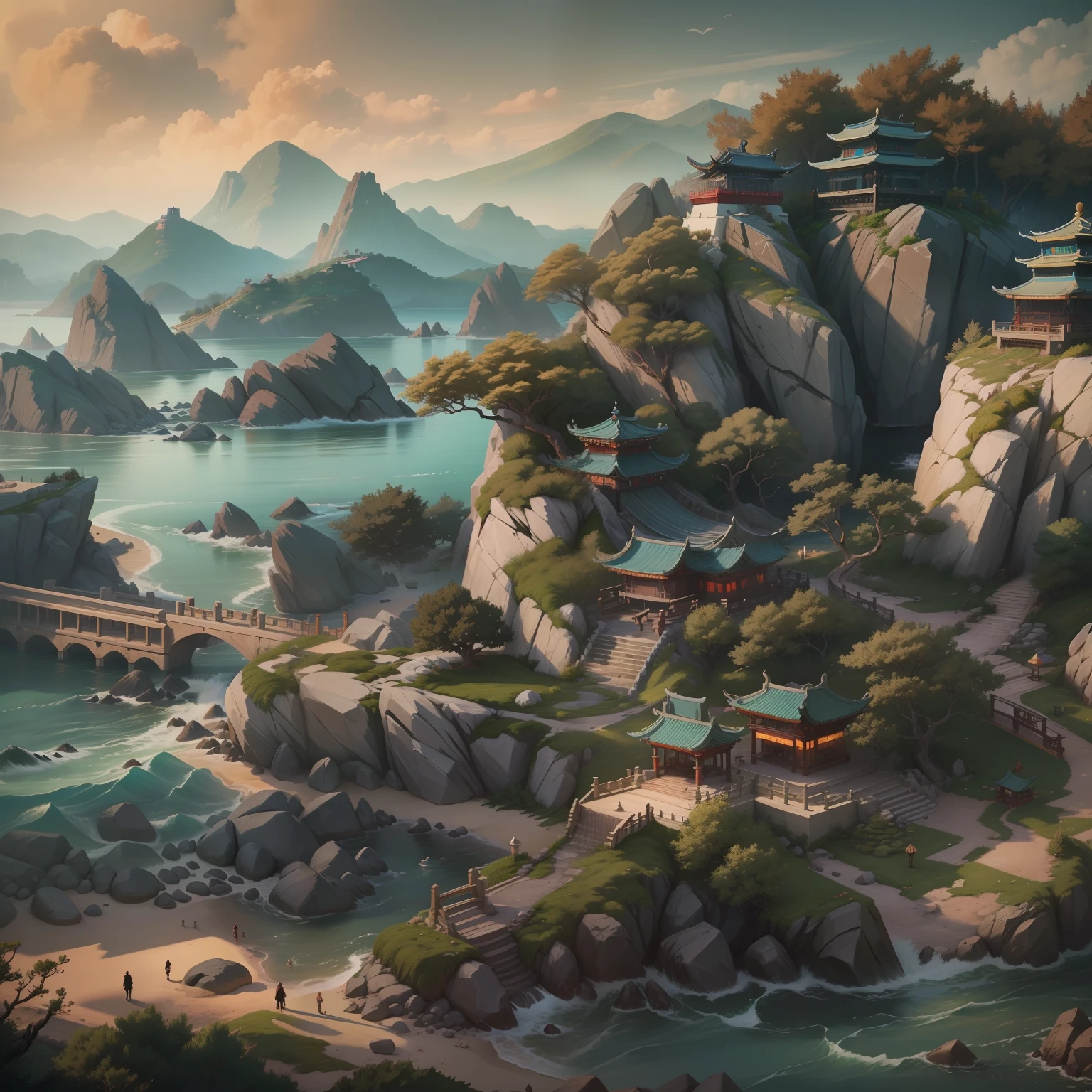 4K,Penglai Immortal Island scenery，Immortals，