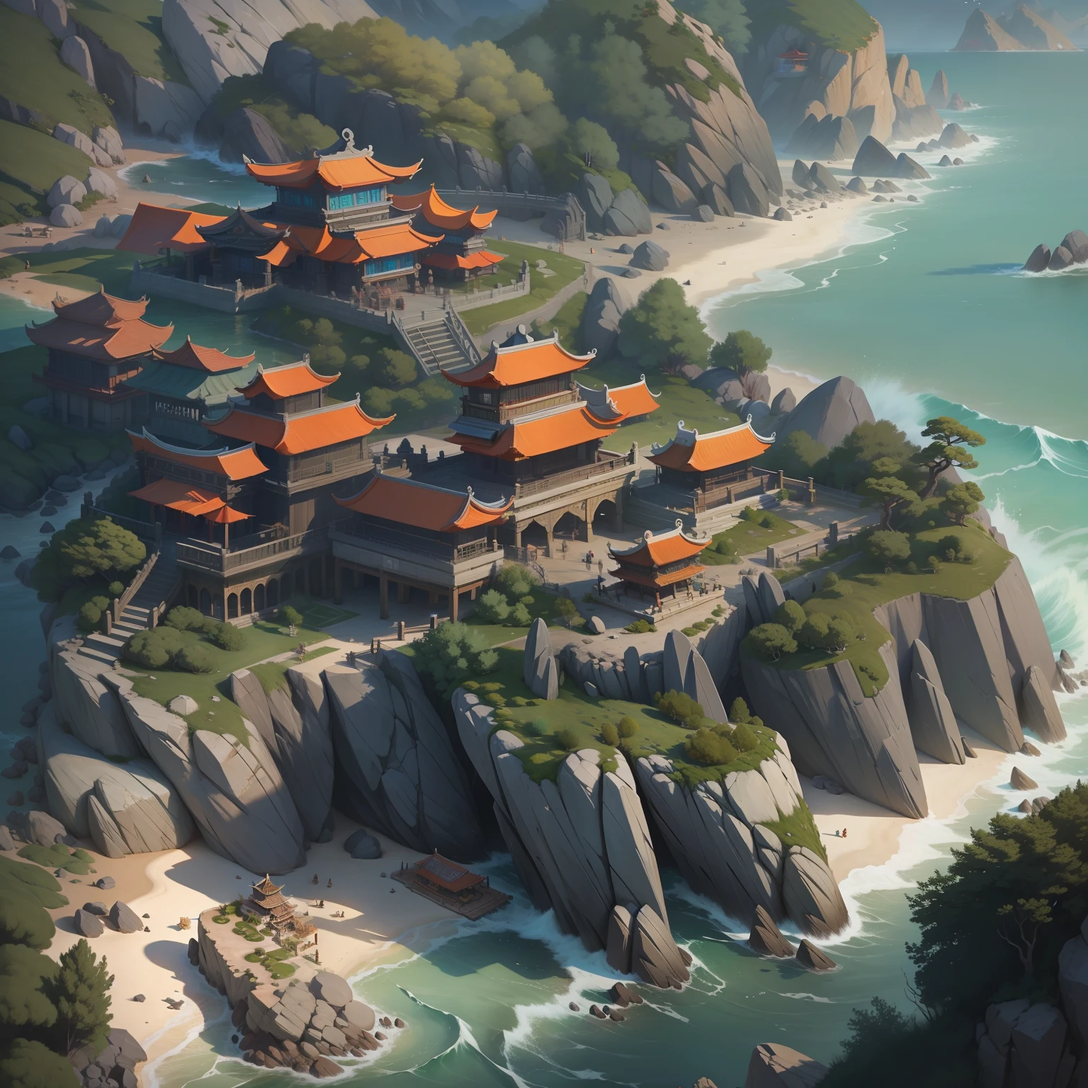 4K,Penglai Immortal Island scenery,Immortals,