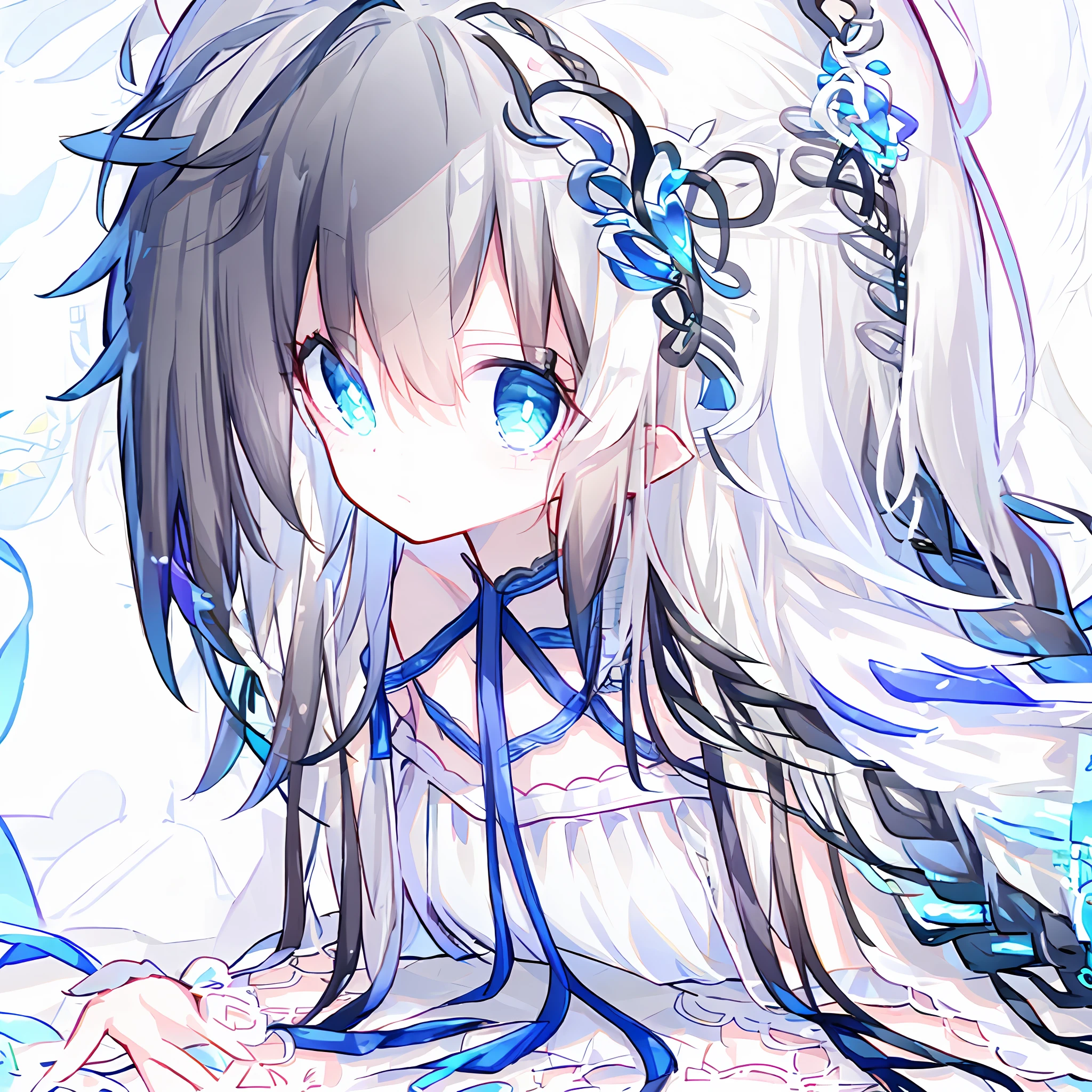 best qualityer， tmasterpiece， A high resolution， full body detailing， 1girll， Sexy transparent white lace dressing gown， Sheer maxi dress， long whitr hair，Detailed beautiful eyes， detailed eyelashes， beauitful face， 8K  UHD， white colors，whaite hair