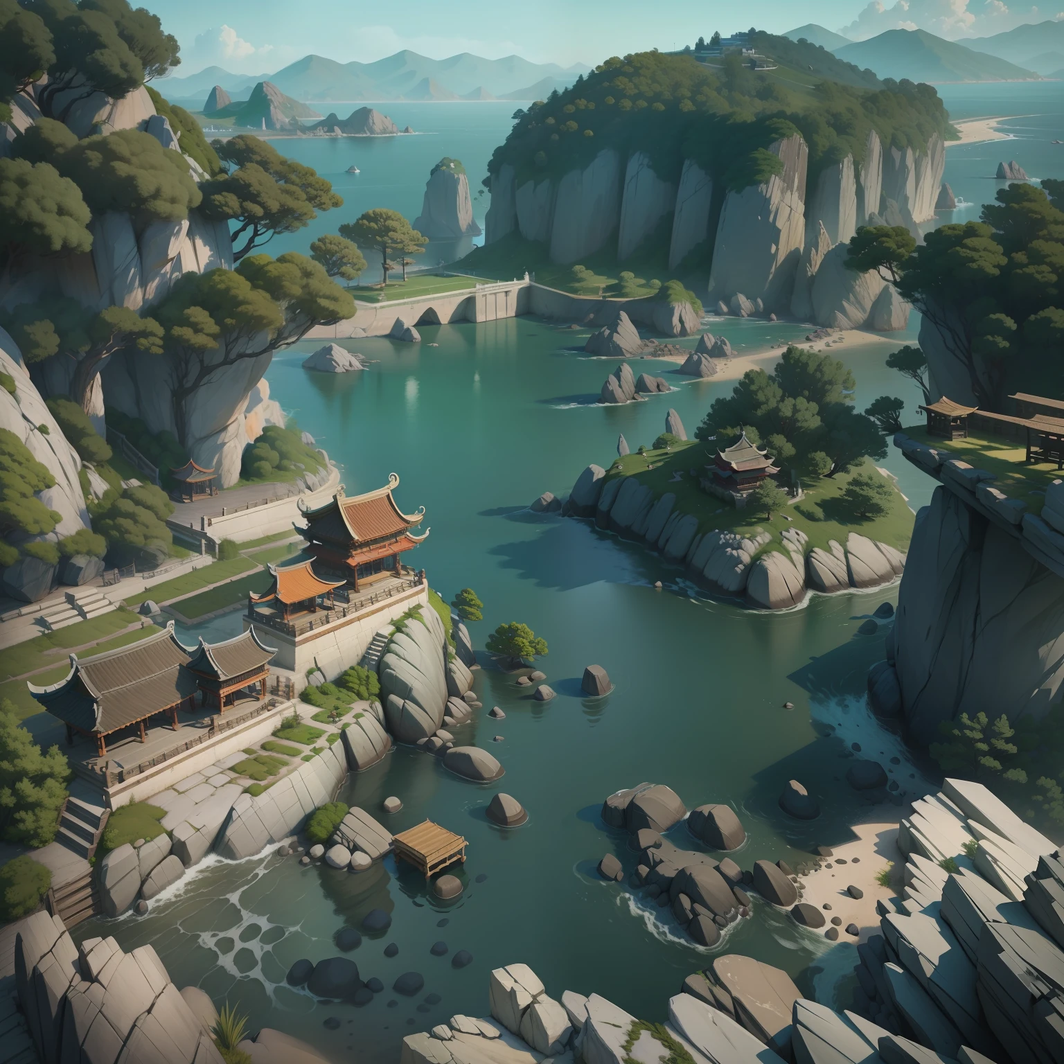4K,Penglai Immortal Island scenery,Immortals,