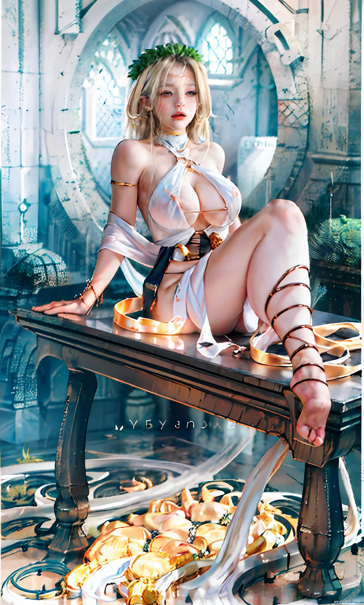 ulzzang-6500-v1.1,(raw photo:1.2), (photorealistic:1.4), Beautiful Meticulous Girl,Yang Mi， very detailed eyes and faces, Beautiful detailed eyes, absurderes, unbelievable Ridiculous, hugefilesize, ultra - detailed, A high resolution, The is very detailed，best qualtiy，tmasterpiece，illustratio，The is very detailed，CG，unified，8k 壁纸，Amazing Cleavage，finely detailled，tmasterpiece，best qualtiy，The is very detailed的 CG unified 8k 壁纸，light in face，Contre-Jour，dim murky lights，cinmatic lighting,1girl, 16 years old,((((pantyless))))，((trousersless)),((No socks)),((No shoes))),(((dynamicposes)))，（Greek toes），(long fingernails，Pink nails)，(Camel toes)，(cross legs)，(((Correct dissection))),((Transparent carnival costume decorated with feathers))),((Pedras preciosas,diamond,pendant,choker necklace,waist chains,ear studs,耳 Ring,nose studs，Lip studs，Lip Ring，Ring in the nose，Umbilical nails，Umbilical ring，Bracelet，Anklets))，flowers blooming，Sit on a golden swing，Mirror with silver pattern border，Gorgeous dining table，wine jugs，Plastic rods，Massage stick，spooning，Milky ice cream，((Honey bath))),cocktails，binge drinking，Drunk，Asleepiness，sweat profusely，Weakness，Slipped shoulder straps，drenched all over the body，hangover，Relaxed gesture，