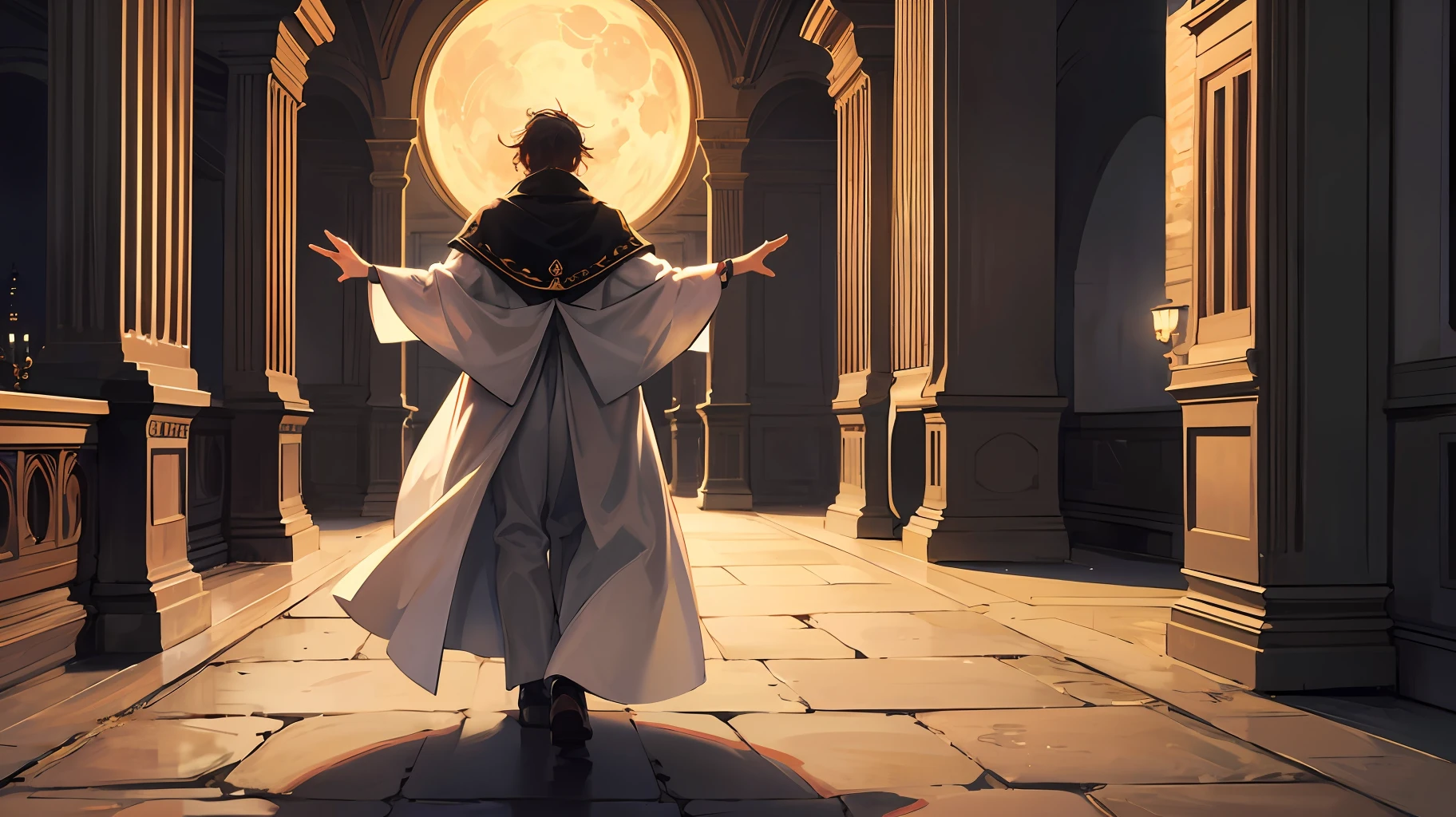 He arrives at the designated place on the night of the full moon to begin the ceremony
