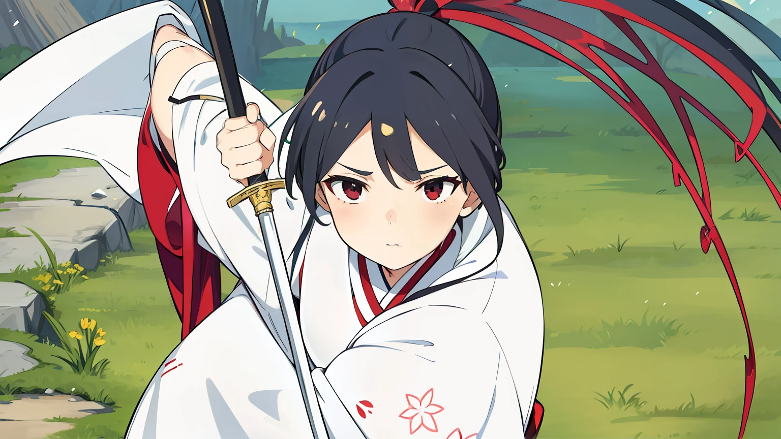 Sagiri is a young woman with long brown hair that she keeps in a ponytail using a very long ribbon. Her frontal hairs fall across her face as bangs and has two very long front strands that fall down to her robe. She is quite tall, as her height is 172 cm. (5 feet 8 inches), making her one of the tallest female characters in the series. As an Asaemon she wears the standard attire, which is a white robe with a red lining running down the collars, a hakama with a single red band at the left gusset that is held together with a red corset (instead of a red waist cord), which holds her katana at her left hip, a funerary bell tied to a red piece of cloth at the center of her collar, a gauntlet on her left arm, and sandals. When prepared to execute her intended targets, or go into battle, Sagiri takes the time to use her tasuki to hold her sleeves as to not have them become an interference.

After taking on the task of destroying one of the Banko's tandens, Sagiri procures shinobi equipment from the fallen Iwagakure shinobi taken down by Jikka and started to wear a headband, along with adding another gauntlet and a second sword. She also switches to wearing shinobi footwear and has her hakama tucked into a pair of gaiters around her lower legs.

After a year passed, Sagiri wears a striped robe, being held together with a dark obi, a haori, and sandals. She also carries along a kasa and a walking stick.