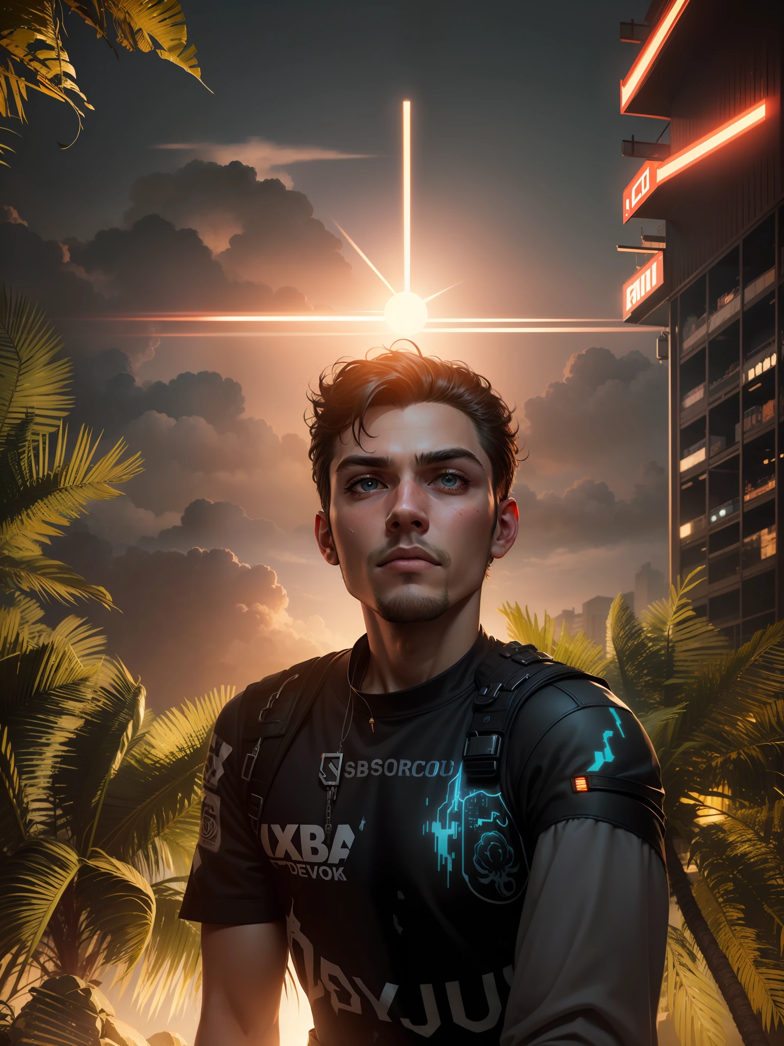 Change background cyberpunk handsome boy, realistic face, 8k, ultra realistic,