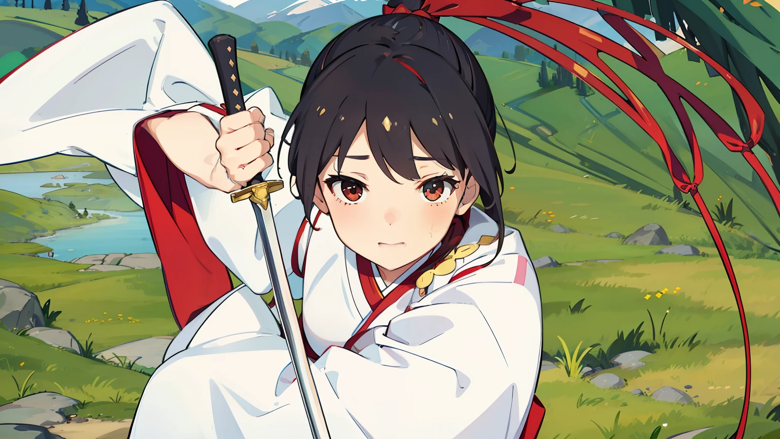 Sagiri is a young woman with long brown hair、I use a very long ribbon to make it a ponytail. Her bangs fell across her face as bangs、Has two very long fronts that fall into her robe. She is quite tall, Because her height is 172 cm. (5 feet 8 inches), Making her one of the tallest female characters in the series. As Asaemon、She wears standard clothes, This is、It is a white robe with a red lining running through the collar, There is one red band on the left gusset.、Hakama fastened with a red corset (Instead of a red waistcord), Holding her sword on her left hip, Funeral bell tied to a red cloth in the center of her collar, Gauntlet on her left arm, and sandals. When you're ready to achieve your intended goal, Or get into battle, Sagiri took the time to hold down his sleeve with a plow.、Get out of the way.
After taking on the task of destroying one of the tandens in Banco, Sagiri procured shinobi equipment from the Iwagakure shinobi who fell to Jikka、Began to wear headbands, Along with adding another gauntlet and a second sword. She also、Switch to wearing shinobi shoes、Hakama is tucked into the gaiter around the lower leg.
After a year, Sagiri wears a striped robe, Embraced with a dark band, haori, and sandals. She also、Has a casa and a cane.