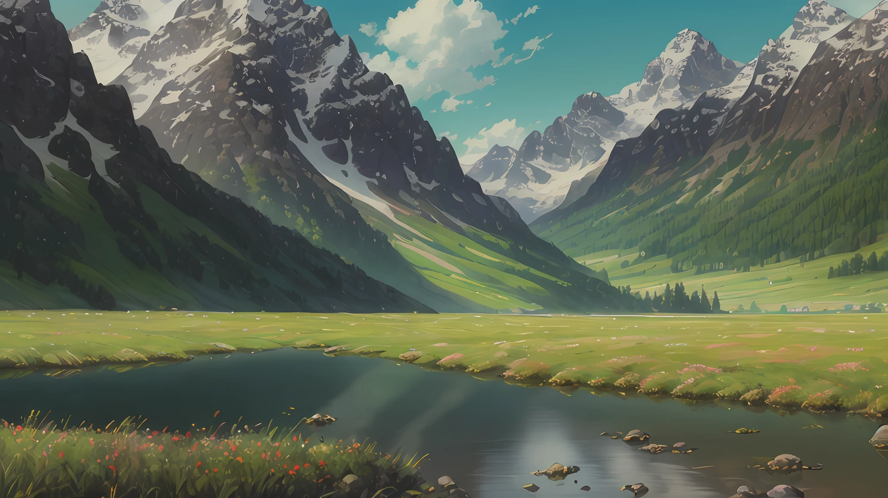 landscape,water,(extremely detailed CG unity 8k wallpaper), most beautiful artwork in the world,professional majestic oil painting,intricate, High Detail, Sharp focus, dramatic, photorealistic painting art