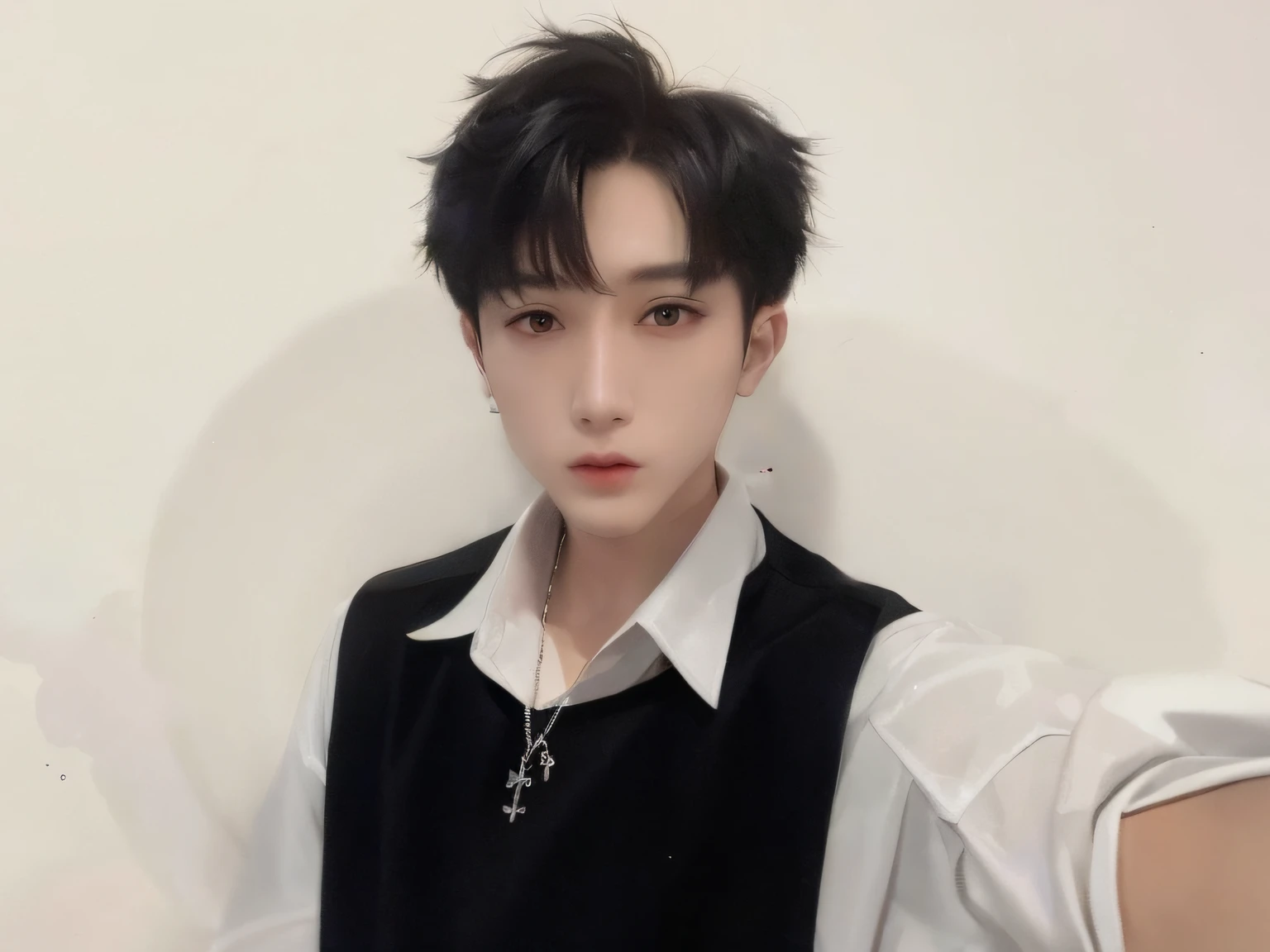 Arad men in black vests and white shirts pose for a photo, Cai Xukun, Shin Jinying, Inspired by Bian Shoumin, yanjun cheng, hyung tae, drak, young wan angel, xintong chen, 1 7 - year - old boy thin face, Male ulzzang, Kim Do-young, heise jinyao