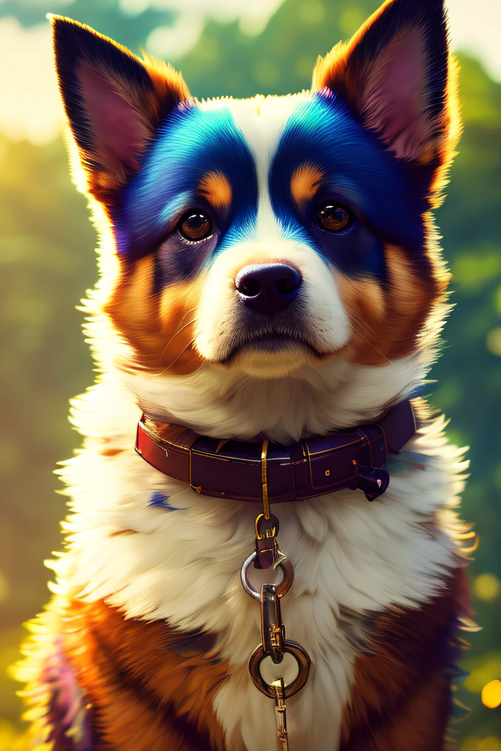 ChromaV5,nvinkpunk,(extremely detailed CG unity 8k wallpaper), A illustration of a cute dog,award winning photography, Chromatic Aberration, Detailed , HDR, Bloom, style by Monet, Pissarro, and Sisley ,trending on ArtStation, trending on CGSociety, art by midjourney