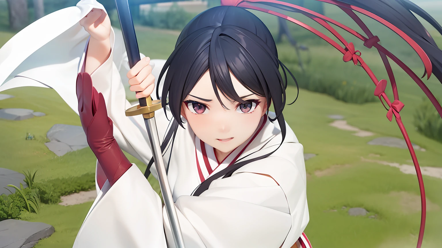 Sagiri is a young woman with long brown hair、I use a very long ribbon to make it a ponytail. Her bangs fell across her face as bangs、Has two very long fronts that fall into her robe. She is quite tall, Because her height is 172 cm. (5 feet 8 inches), Making her one of the tallest female characters in the series. As Asaemon、She wears standard clothes, This is、It is a white robe with a red lining running through the collar, There is one red band on the left gusset.、Hakama fastened with a red corset (Instead of a red waistcord), Holding her sword on her left hip, Funeral bell tied to a red cloth in the center of her collar, Gauntlet on her left arm, and sandals. When you're ready to achieve your intended goal, Or get into battle, Sagiri took the time to hold down his sleeve with a plow.、Get out of the way.
After taking on the task of destroying one of the tandens in Banco, Sagiri procured shinobi equipment from the Iwagakure shinobi who fell to Jikka、Began to wear headbands, Along with adding another gauntlet and a second sword. She also、Switch to wearing shinobi shoes、Hakama is tucked into the gaiter around the lower leg.
After a year, Sagiri wears a striped robe, Embraced with a dark band, haori, and sandals. She also、Has a casa and a cane.