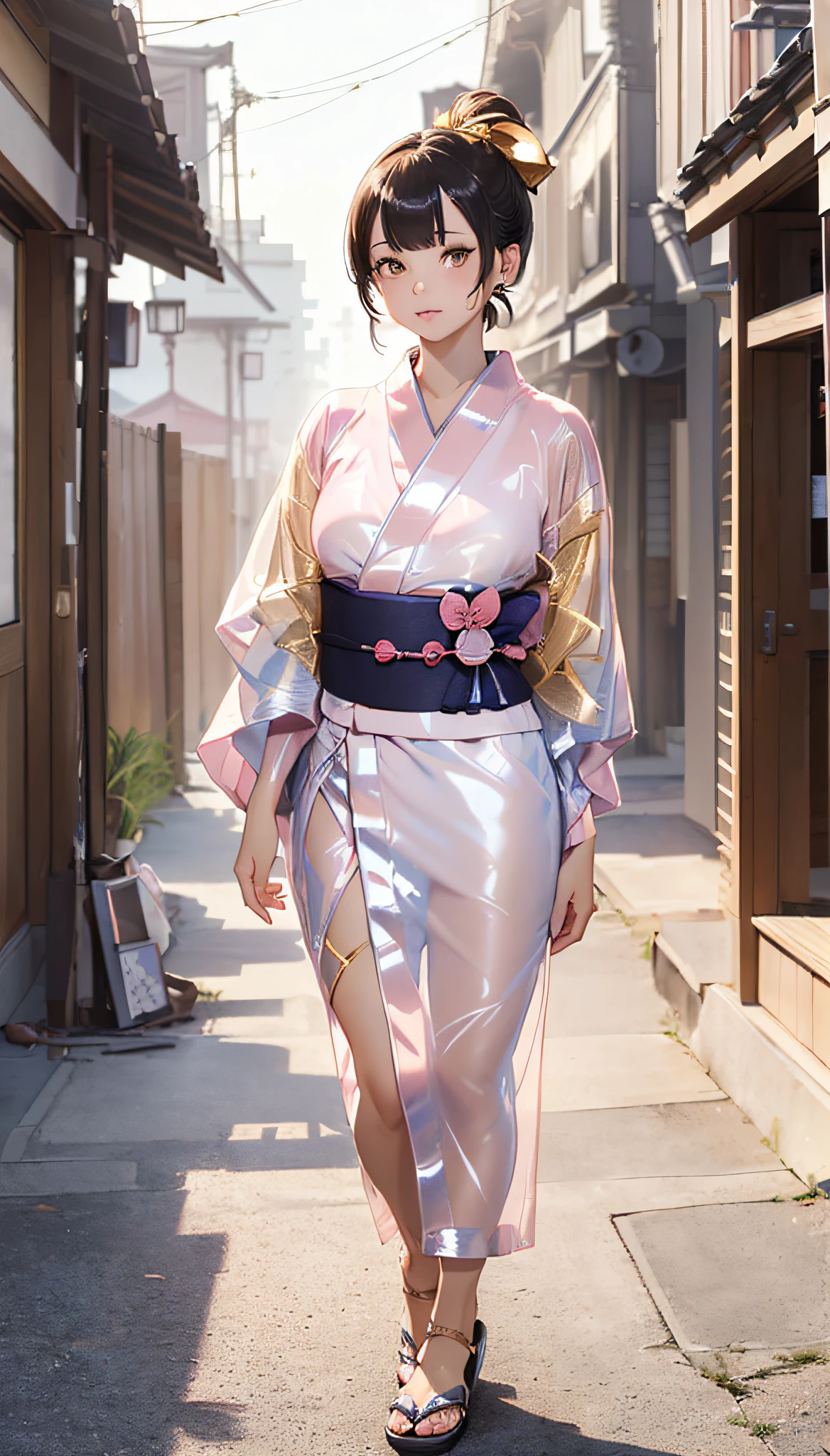 (Master masterpiece:2)、(16k UHD:2)、(((extremely fine and beautiful)))、(((The ultra -The high-definition)))、(ighly detailed)), ((Very detailed and beautiful)), (One girl:1.6)、(medium large breasts)、(Transparent skin:1.6)、(Long pale pink ponytail hair:1.8)、(Golden Eyes:1.8)、(Nominal body type)、(Glamorous:1.4)、(musculature:1.4)、(thin legs:1.6)、(lascivious:1.8)、(cute little)、(full of shyness)、(Clarity Metallic See-Through Yukata:1.6)、(Sandals)、(Delicately written see-through yukata)、Correct anatomy、Good anatomy、Five Fingers、(omatsuri)、 (luminism)),