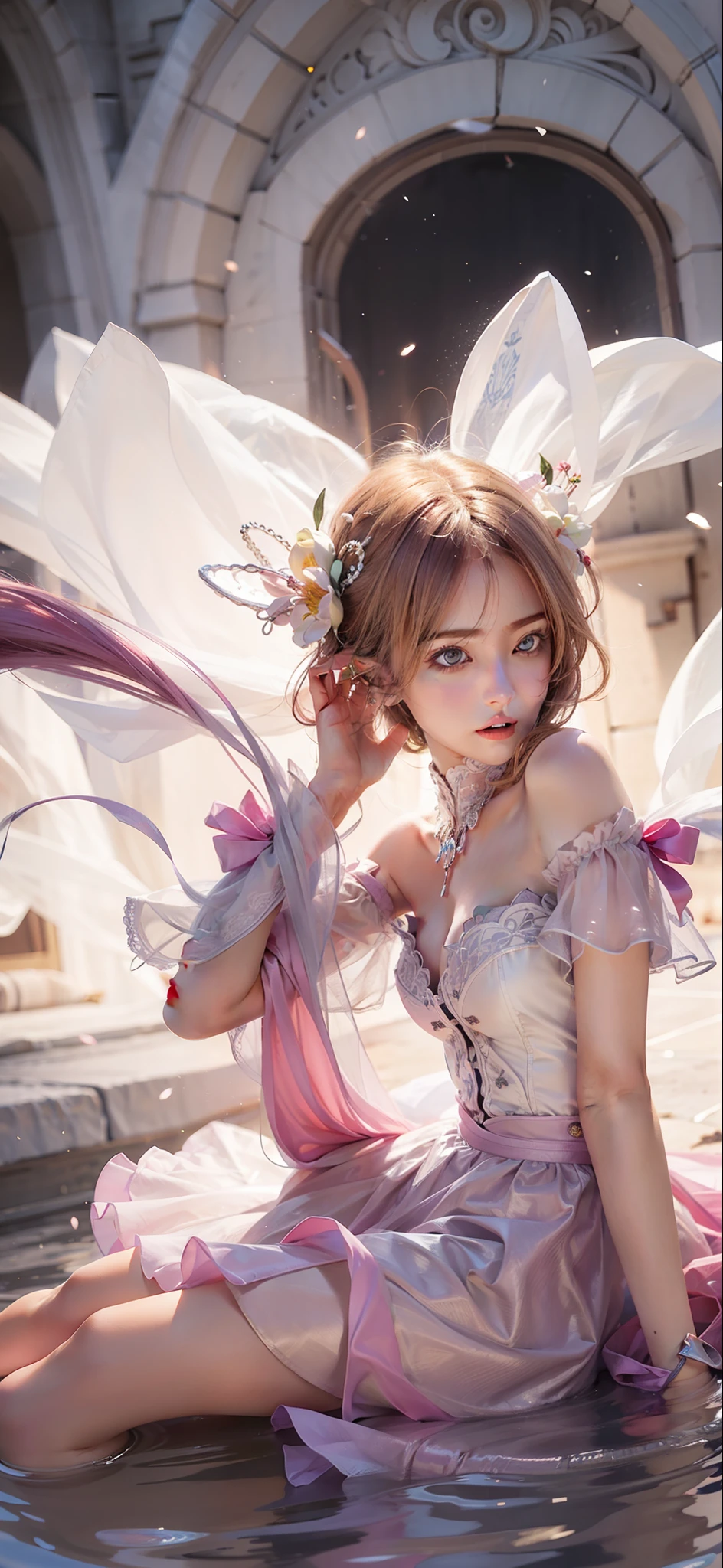 The face of a 24-year-old female model,Particularly bright light,a matural female,best qualtiy