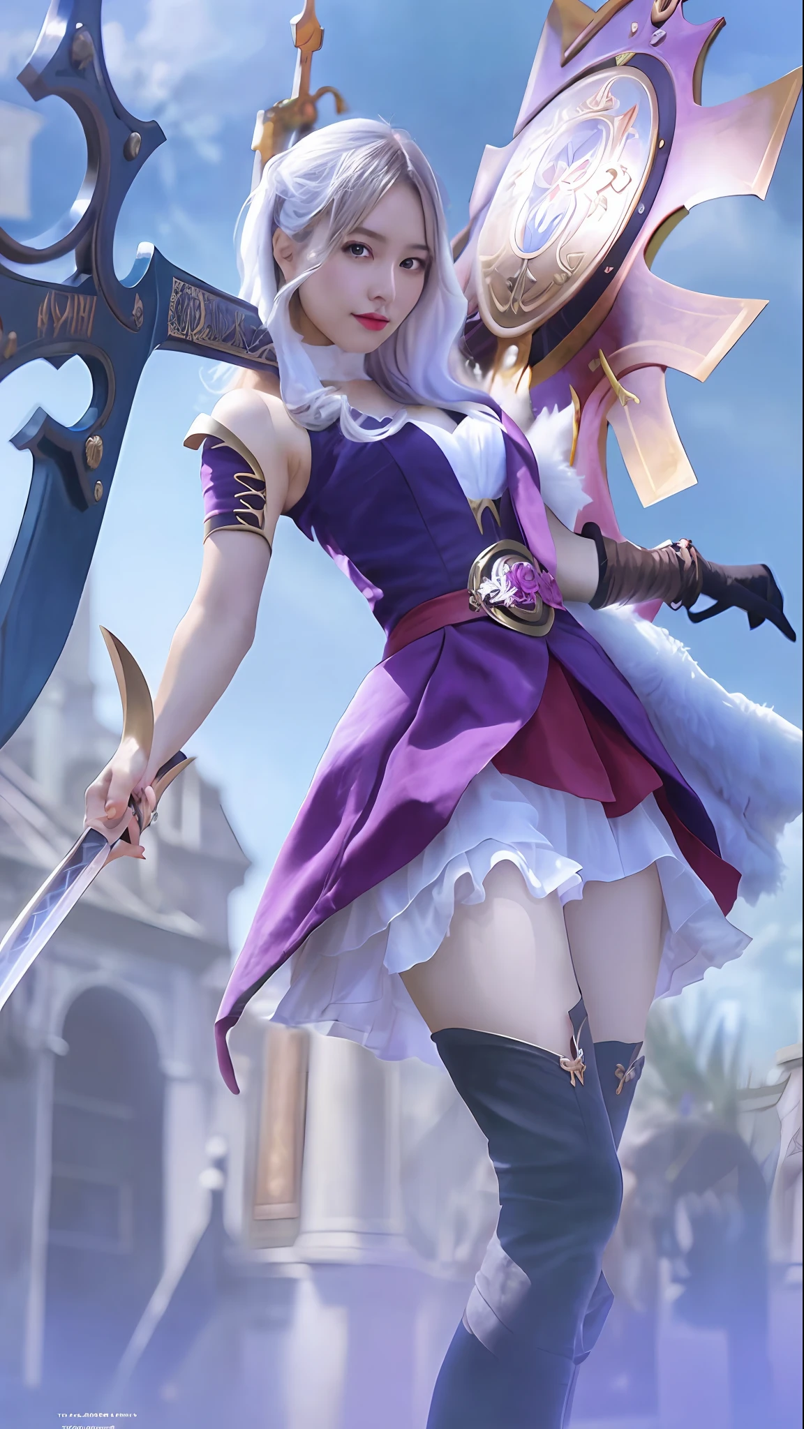 there is a woman with a sword and a shield in her hand, extremely detailed artgerm, ! dream artgerm, artgerm lau, style artgerm, ig model | artgerm, style of artgerm, seraphine ahri kda, official splash art, ashe, artgerm style, beautiful celestial mage