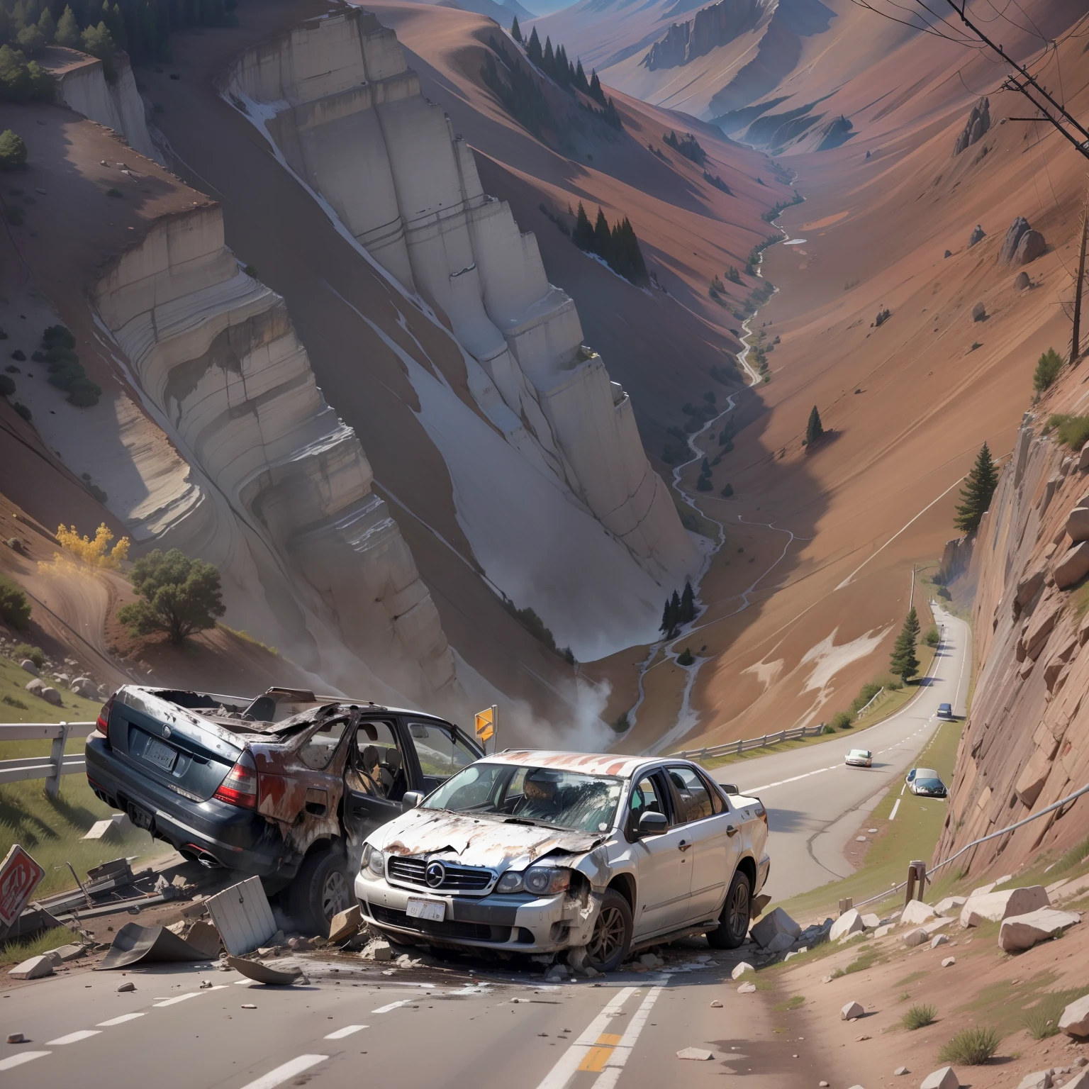(Scene of the accident)
(mountain road)
(Cliff)