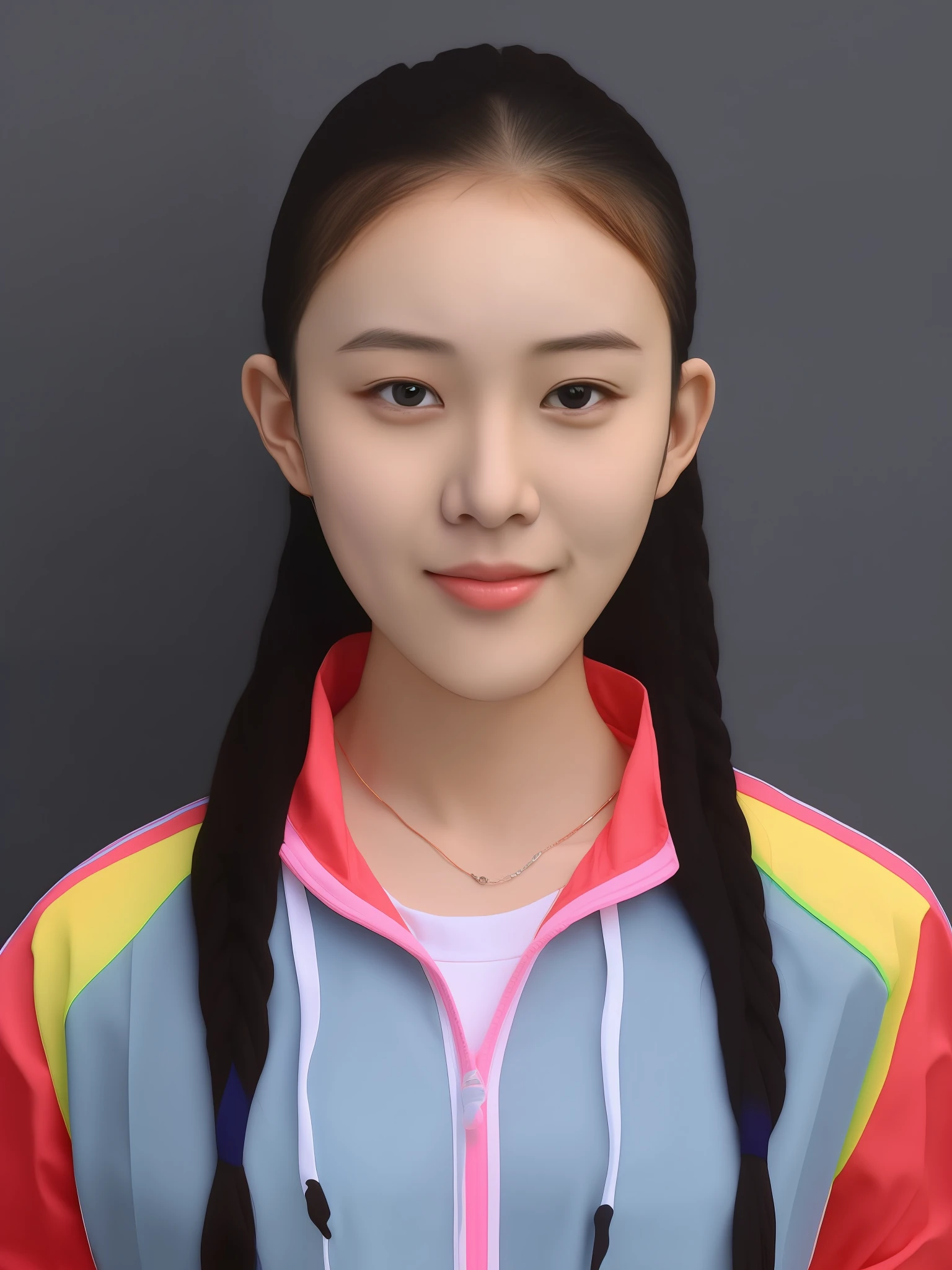 Asian female high school student，Polyvinyl chloride color sportswear