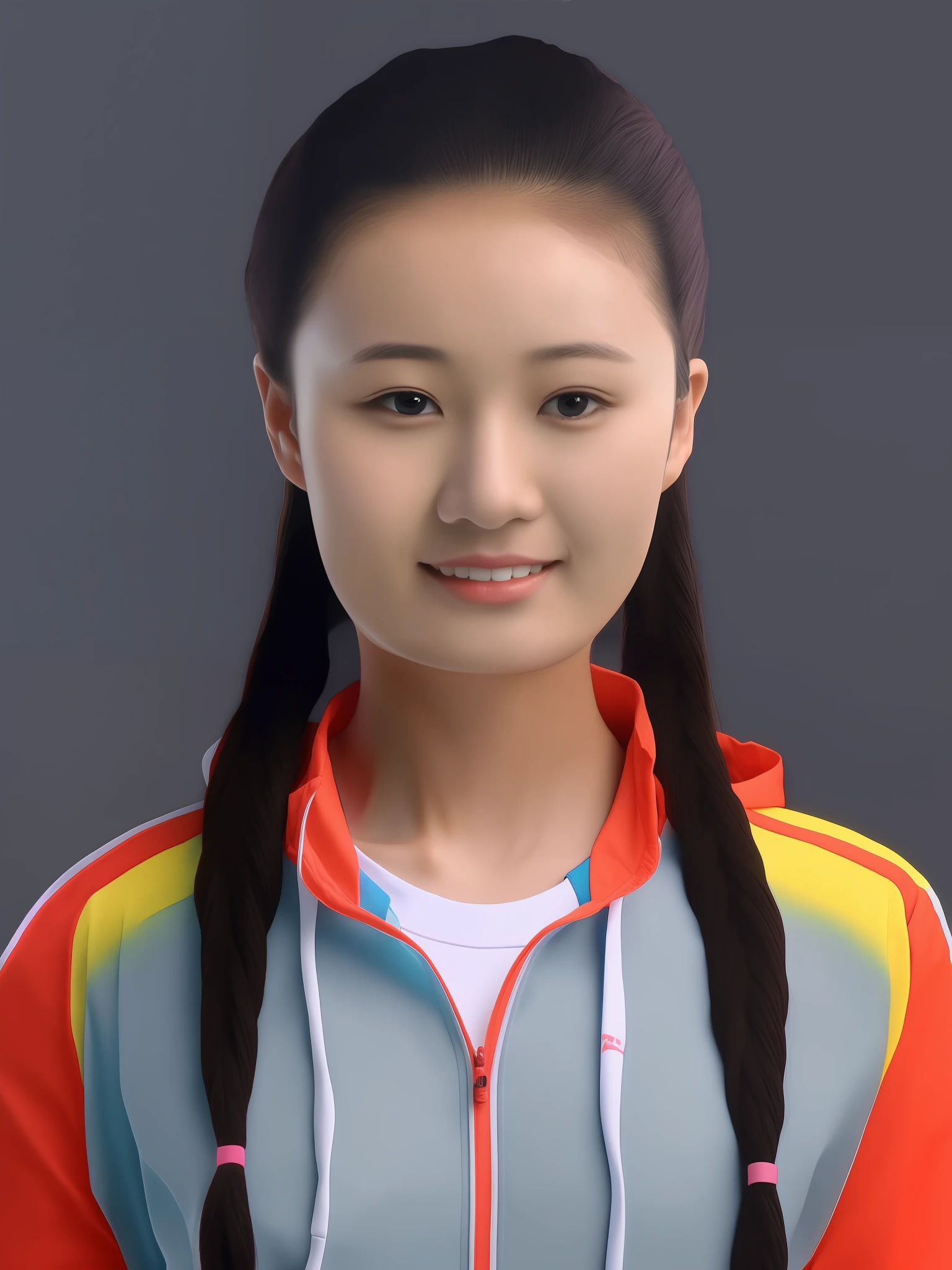 Asian female high school student，Polyvinyl chloride color sportswear