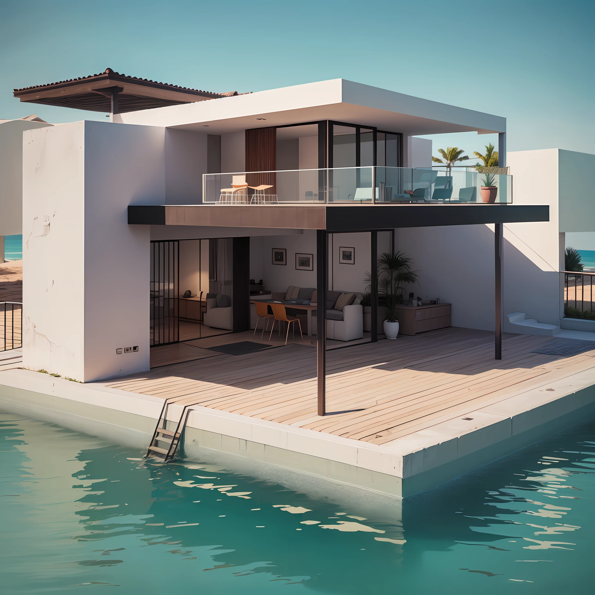 casa futurista, bera da praia. 8k --auto --s2