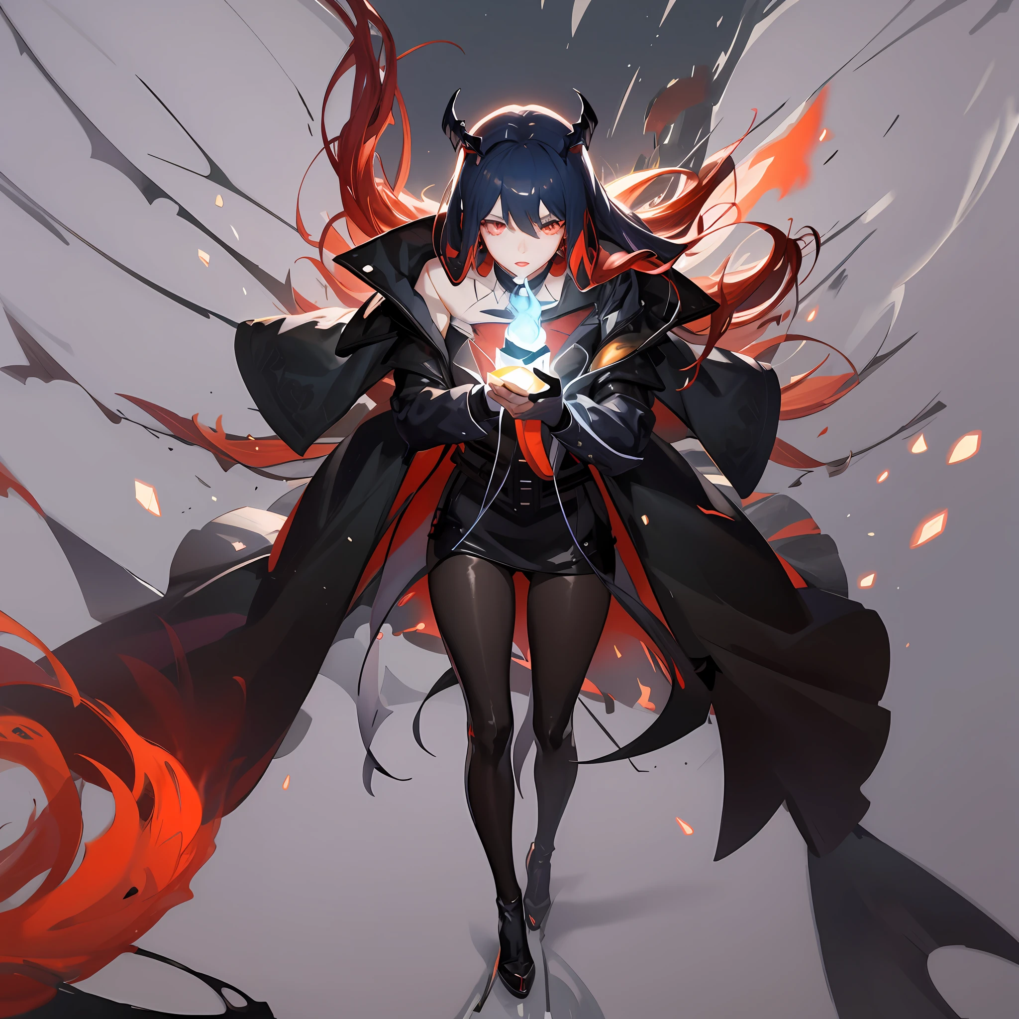 Anime girl with black and red hair and cloak with glowing balls, from arknights, Trending on ArtStation pixiv, Ayaka Genshin Impact, Anime art wallpaper 8k, anime epic artwork, anime art wallpaper 4k, anime art wallpaper 4k, guweiz on pixiv artstation, artgerm and atey ghailan