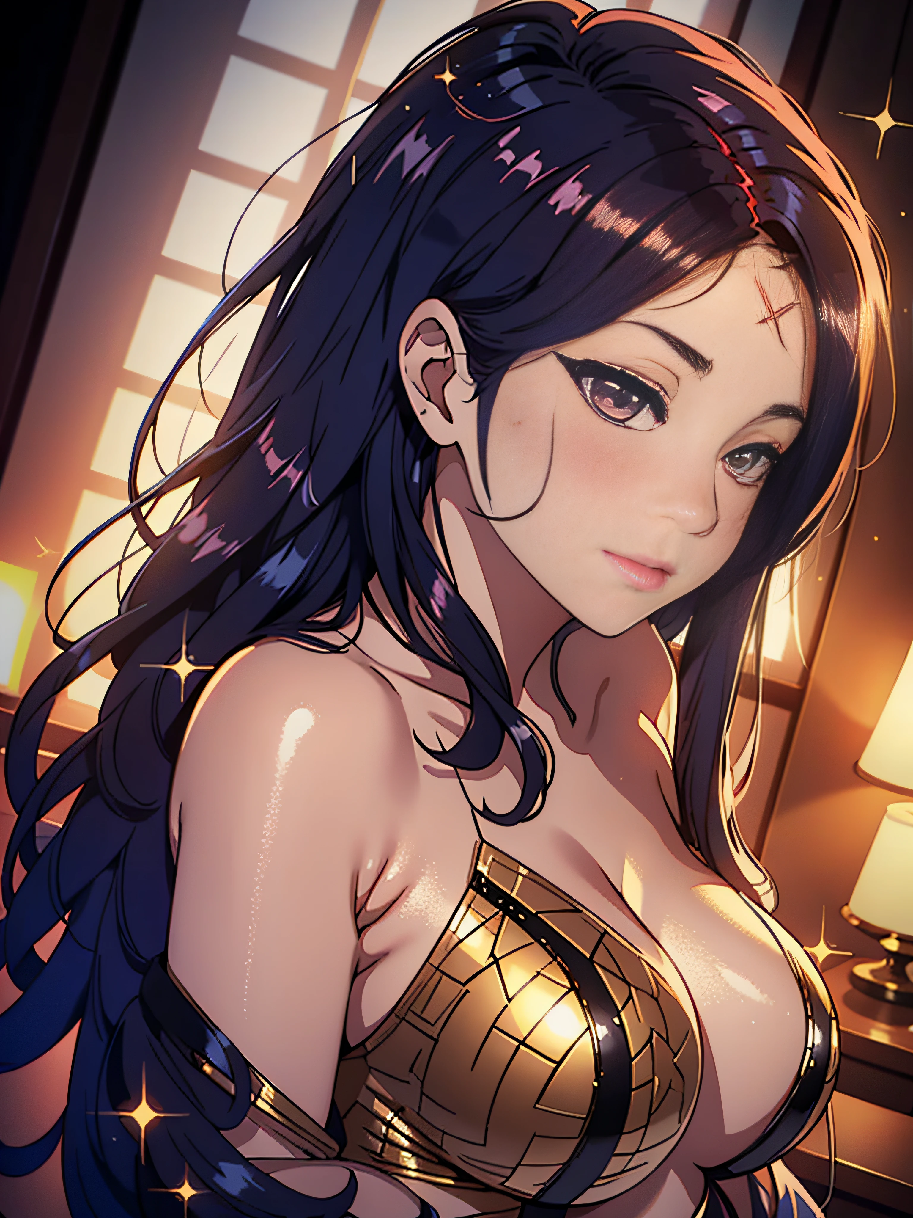 Succubus Maiden, Plump body, The Mark of the Succubus, Color expressions, Sexy clothes, sexyposture, Shiny hair, rough breath, full blush, Gradient hair, hair one side up, A high resolution, High detail, Depth of field, Sparkle, Chiaroscuro, Ray tracing, Lens flare, Sony FE, baroque, Best quality, Textured skin