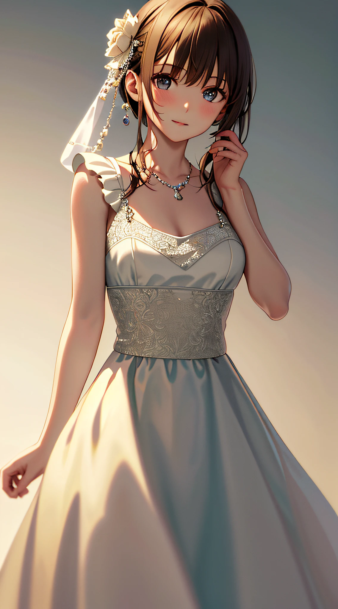 Best Quality, Masterpiece, High Resolution, 1girl, Porcelain Dress, Hair Accessories, Necklace, Jewelry, Pretty Face, On Body, Tyndall Effect, Realistic, Shadow Studio, Rim Lighting, Dual Tone Lighting, (High Detail Skins: 1.2), 8k UHD, dslr, soft light, high quality, volume light, sneak shot, photo, high resolution, 4k, 8k, background blur,