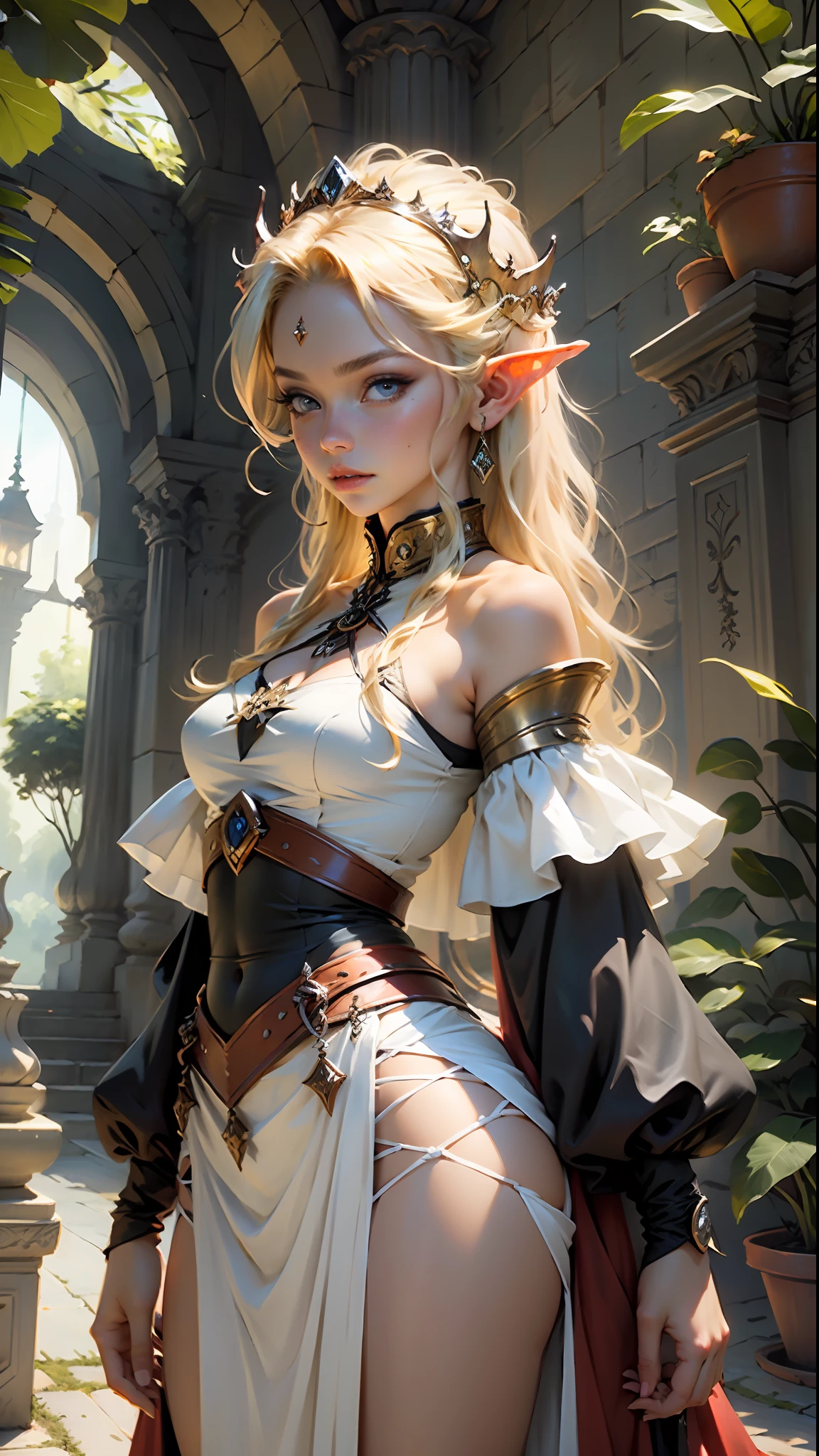 Beauty in the hair,diadems,Blonde Elf Princess,Long gauze skirt,Artistic sense