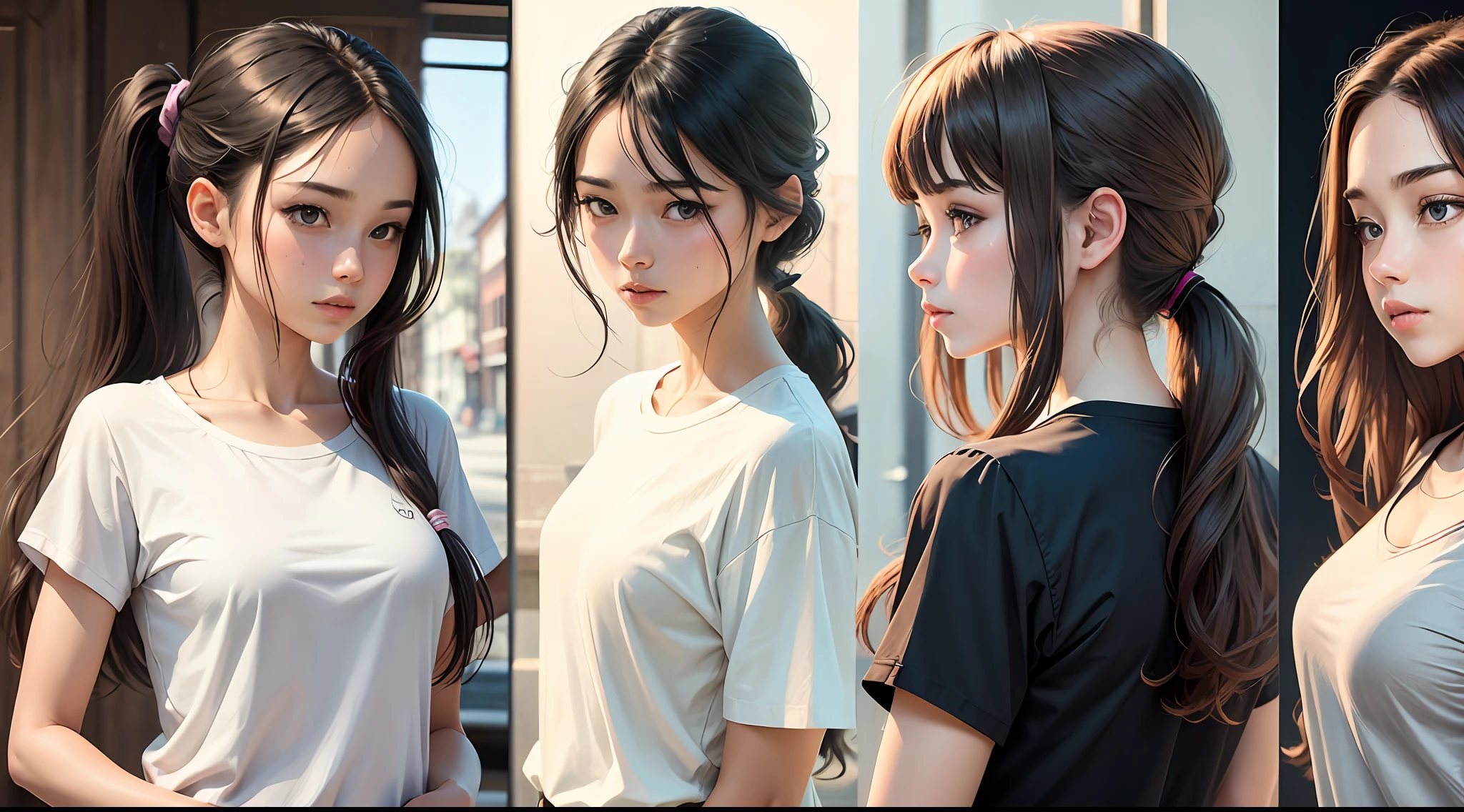 Straight features in a ponytail shirt --auto