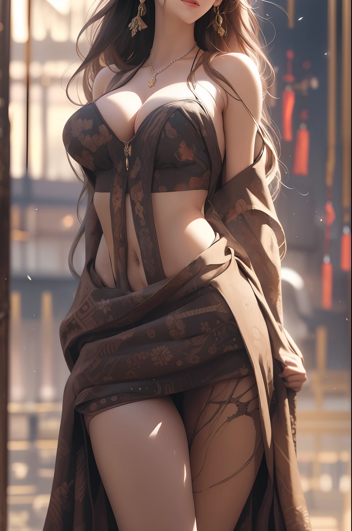 Ancient beauty,Protruding cleavage breasts,Wearing a naked,Beautiful and beautiful,Don't wear skirts,and wear no underwear,Bare buttocks